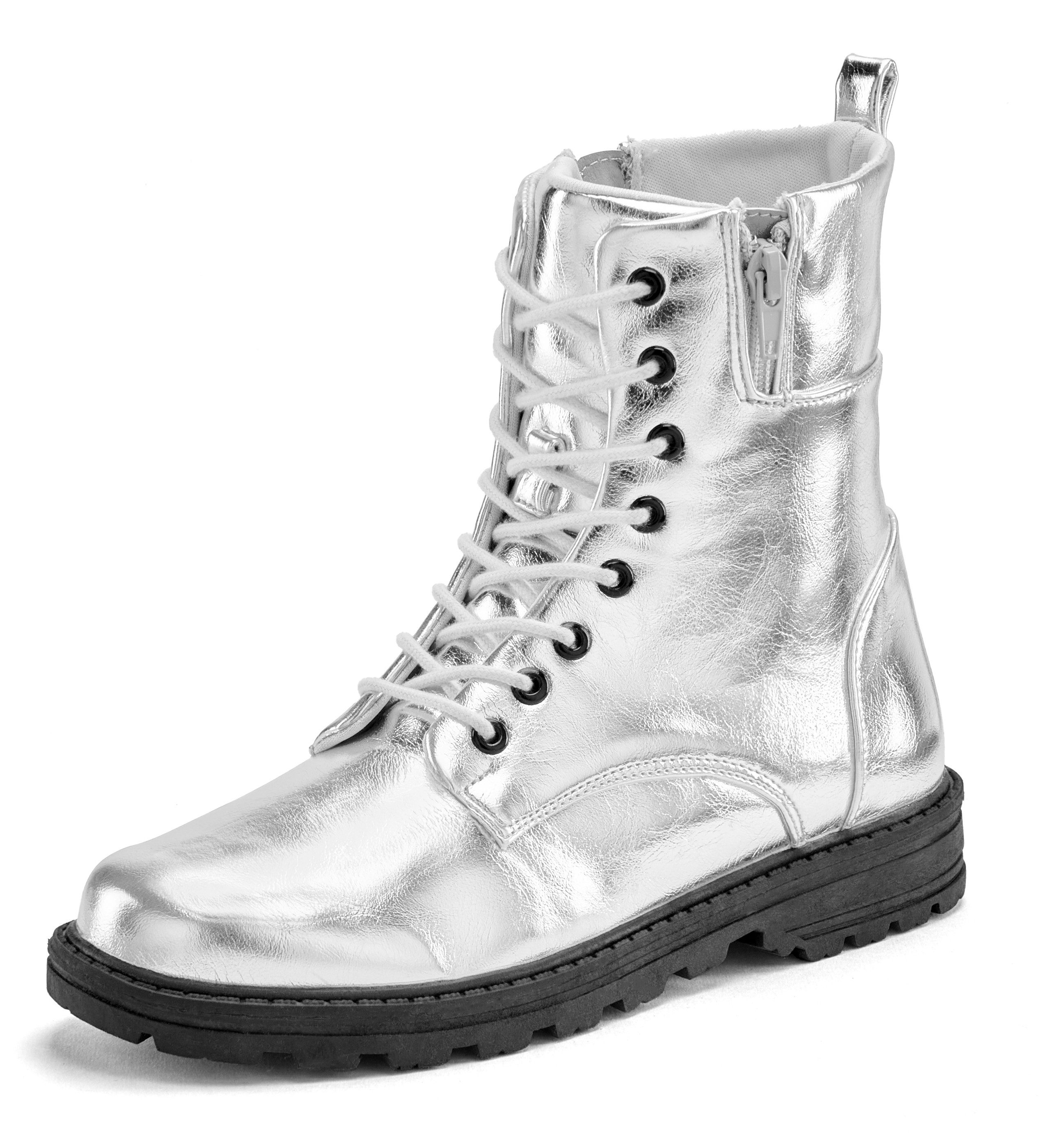 LASCANA Stiefelette im angesagten Metallic-Look, Stiefel, Boots VEGAN