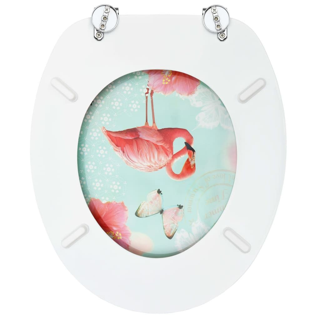 vidaXL WC-Sitz Toilettensitz mit Deckel MDF Flamingo-Design (1-St)