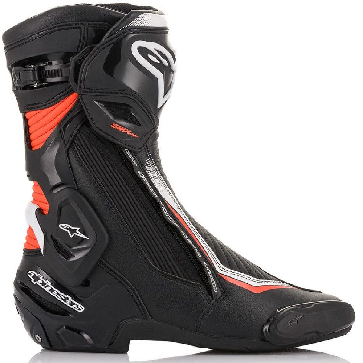 Alpinestars Alpinestars SMX Plus V2 Motorradstiefel Schwarz / Weiß / Fluo-Rot Motorradstiefel (Packung, Antistatische und Öl- und Benzinfeste Sohle) motorradstiefel für herren