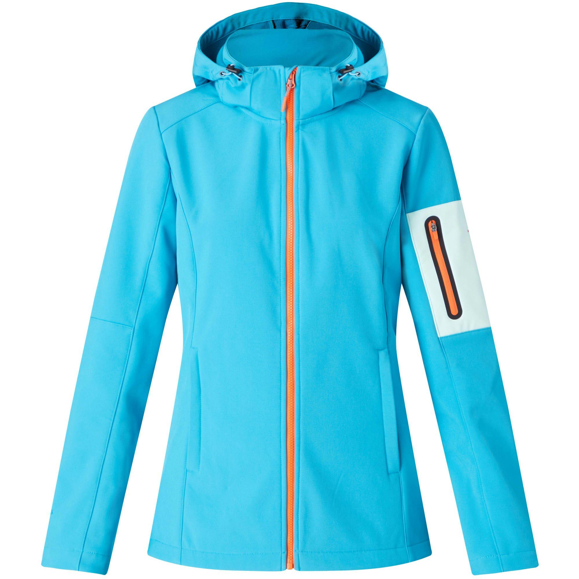 McKINLEY Softshelljacke Kadino wms - Damen Softshelljacke mit Kapuze - hellblau/orange