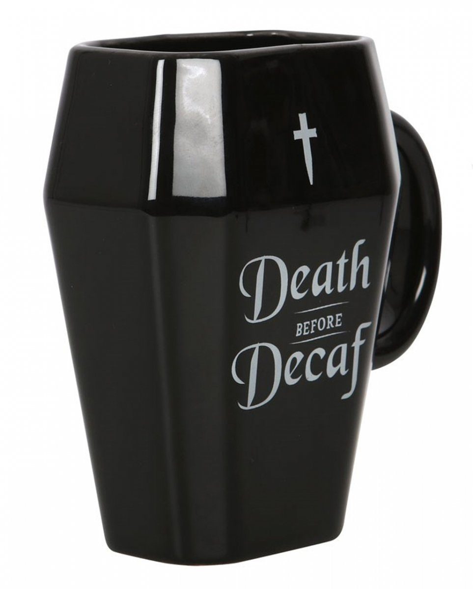 Sargform Kaffeebecher ";Death in Dekofigur before Decaf Horror-Shop