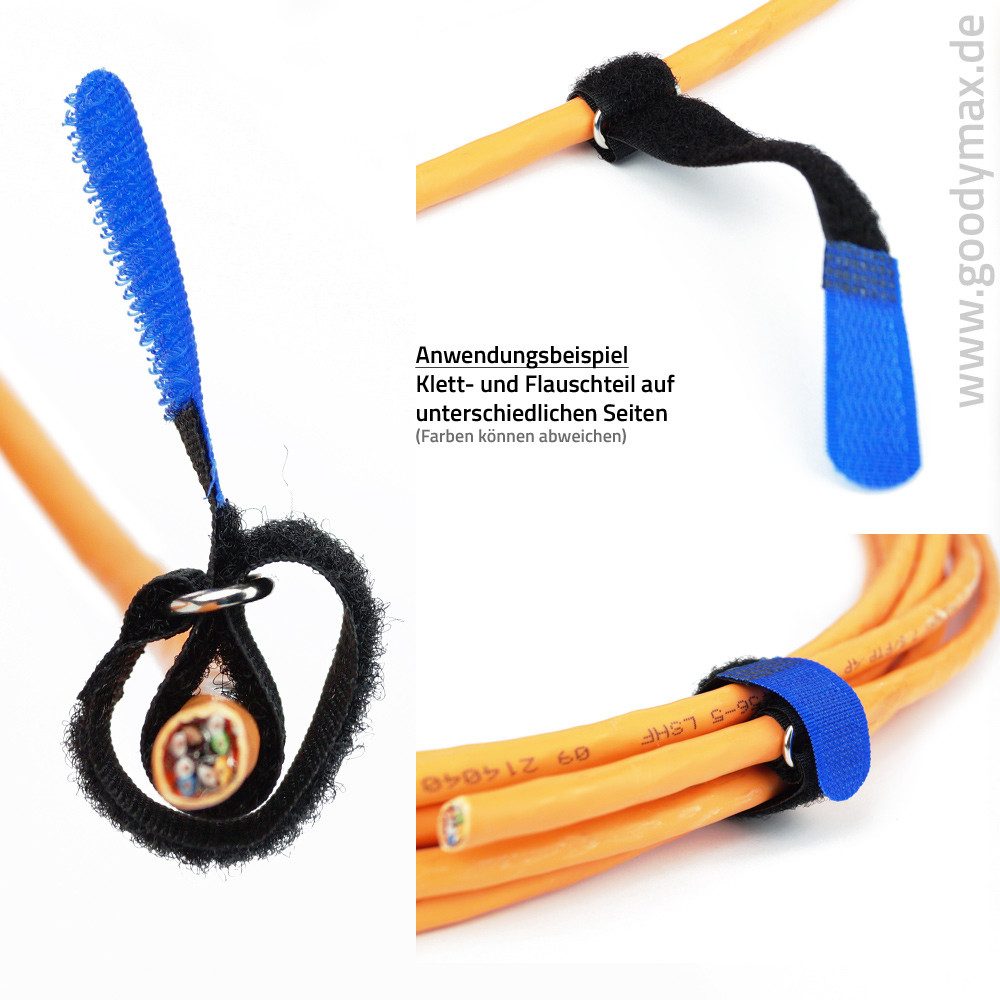 Goodymax Kabelbinder 10 Klettkabelbinder 15 cm grün Haken/Flausch UNTERSCHIEDLICHE SEITEN wiederverwendar Klettband Klettverschluss Kabel Organizer