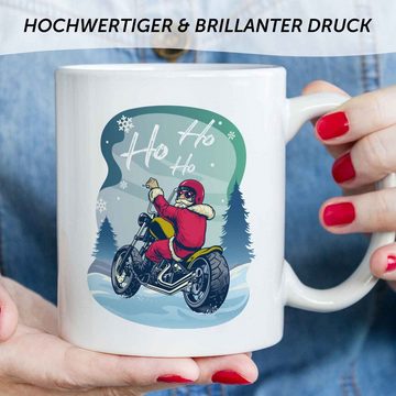 GRAVURZEILE Tasse mit Weihnachtsmotiv - Geschenke für Frauen & Männer zu Weihnachten, Spülmaschinenfest - Mikrowellengeeginet - Cool Santa - Weiß