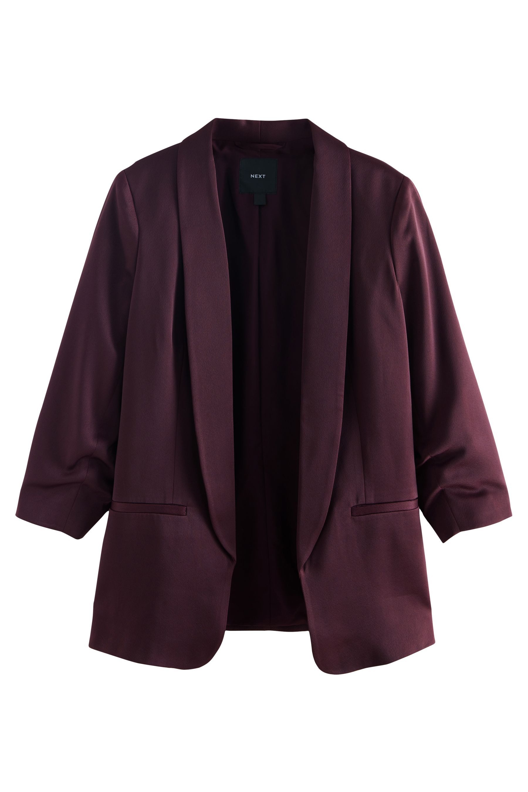 Next Jackenblazer Satinblazer mit gerafften Ärmeln im Relaxed Fit (1-tlg) günstig online kaufen