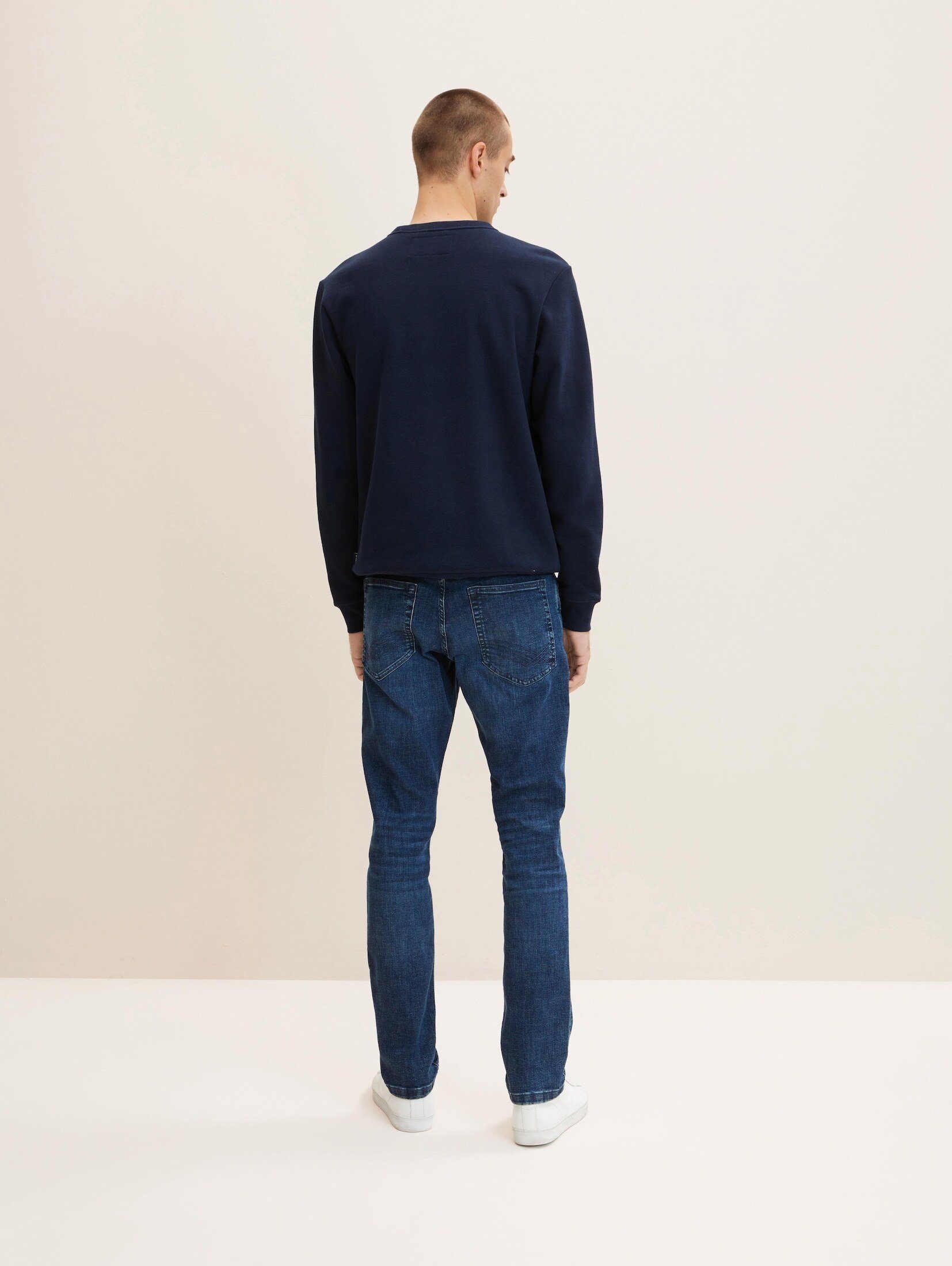 Regular Denim TOM ® LYCRA Blue mit Straight-Jeans Mid Slim TAILOR Jeans Used Stone Josh