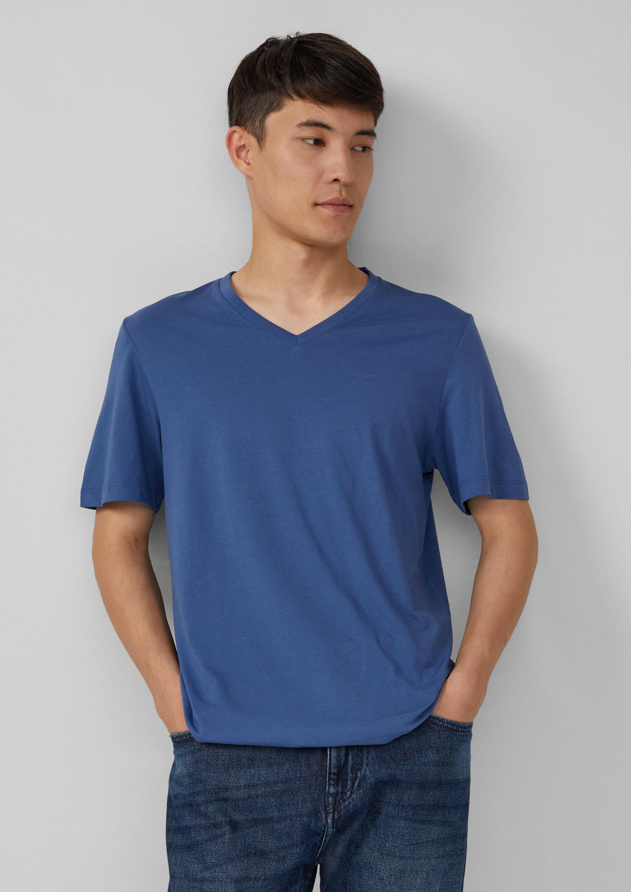 s.Oliver Kurzarmshirt T-Shirt Baumwoll-T-Shirt mit V-Ausschnitt günstig online kaufen