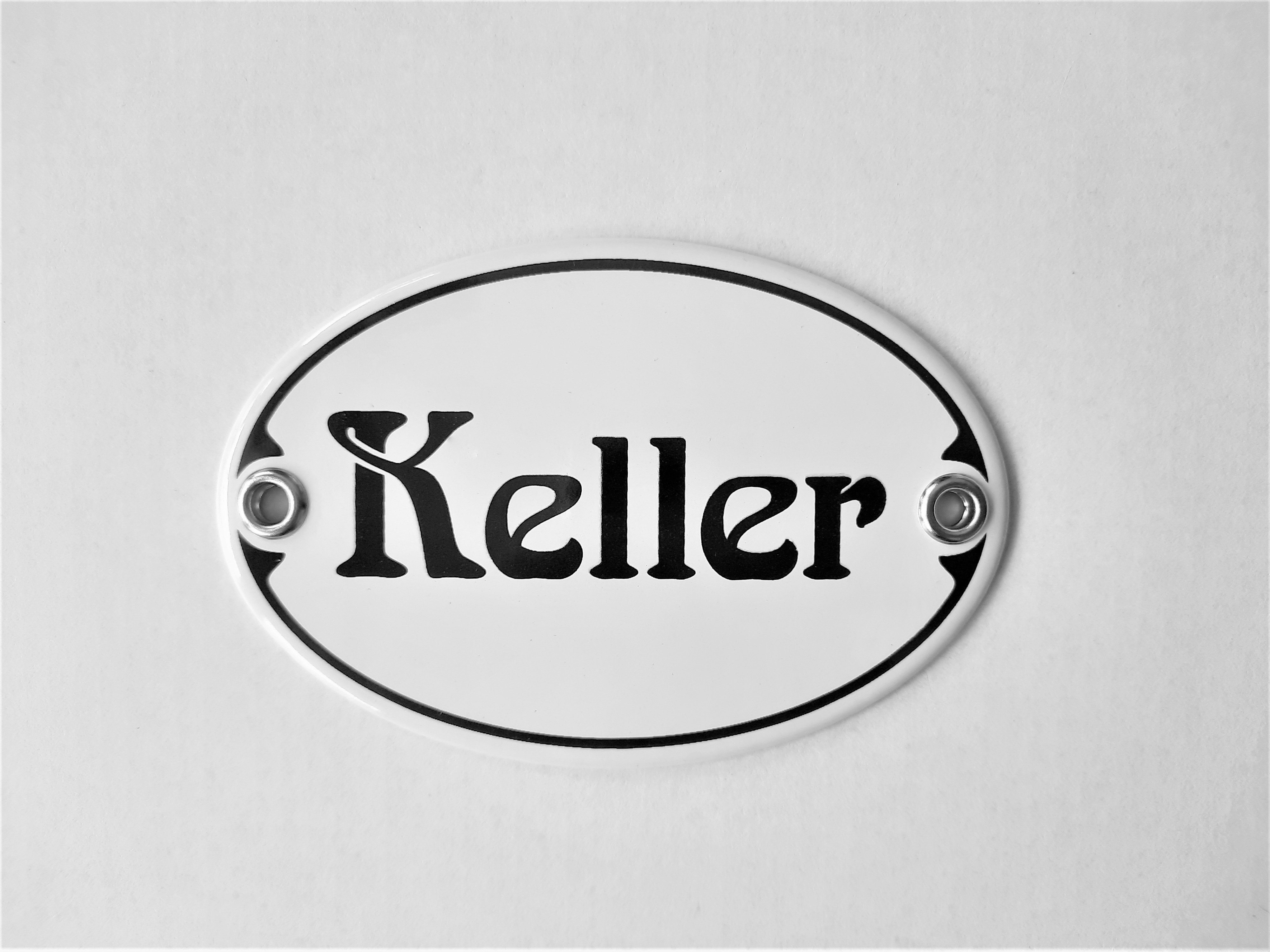 Elina Email Schilder Hinweisschild "Keller", (Emaille/Email)