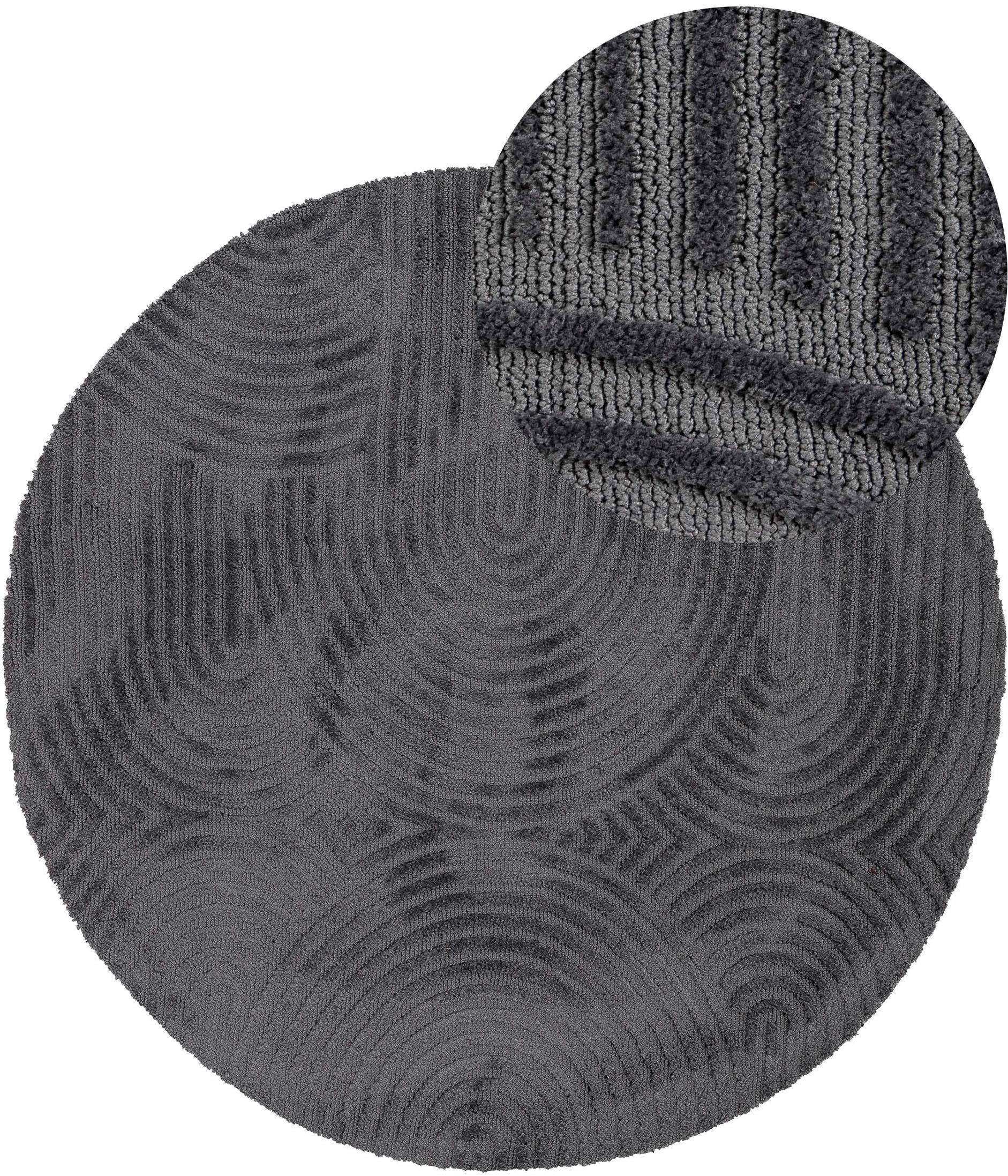 carpetfine Teppich Holly Zen 1, rund, Höhe: 12 mm, Hoch-Tief-Effekt, geometrisch, Zeitloses Design, dekoratives Highlight