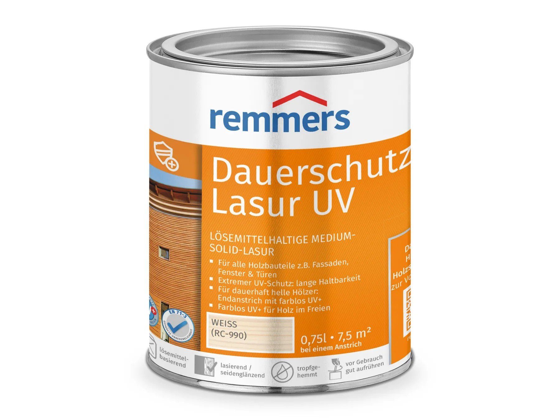 Remmers Holzschutzlasur Dauerschutz-Lasur (RC-990) weiß UV