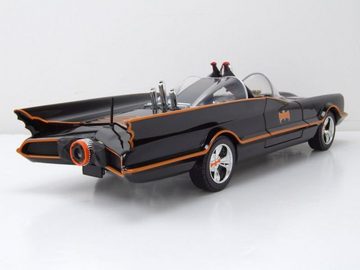 JADA Modellauto Batmobile Batman Classic Series 1966 schwarz mit Licht und Figuren, Maßstab 1:18