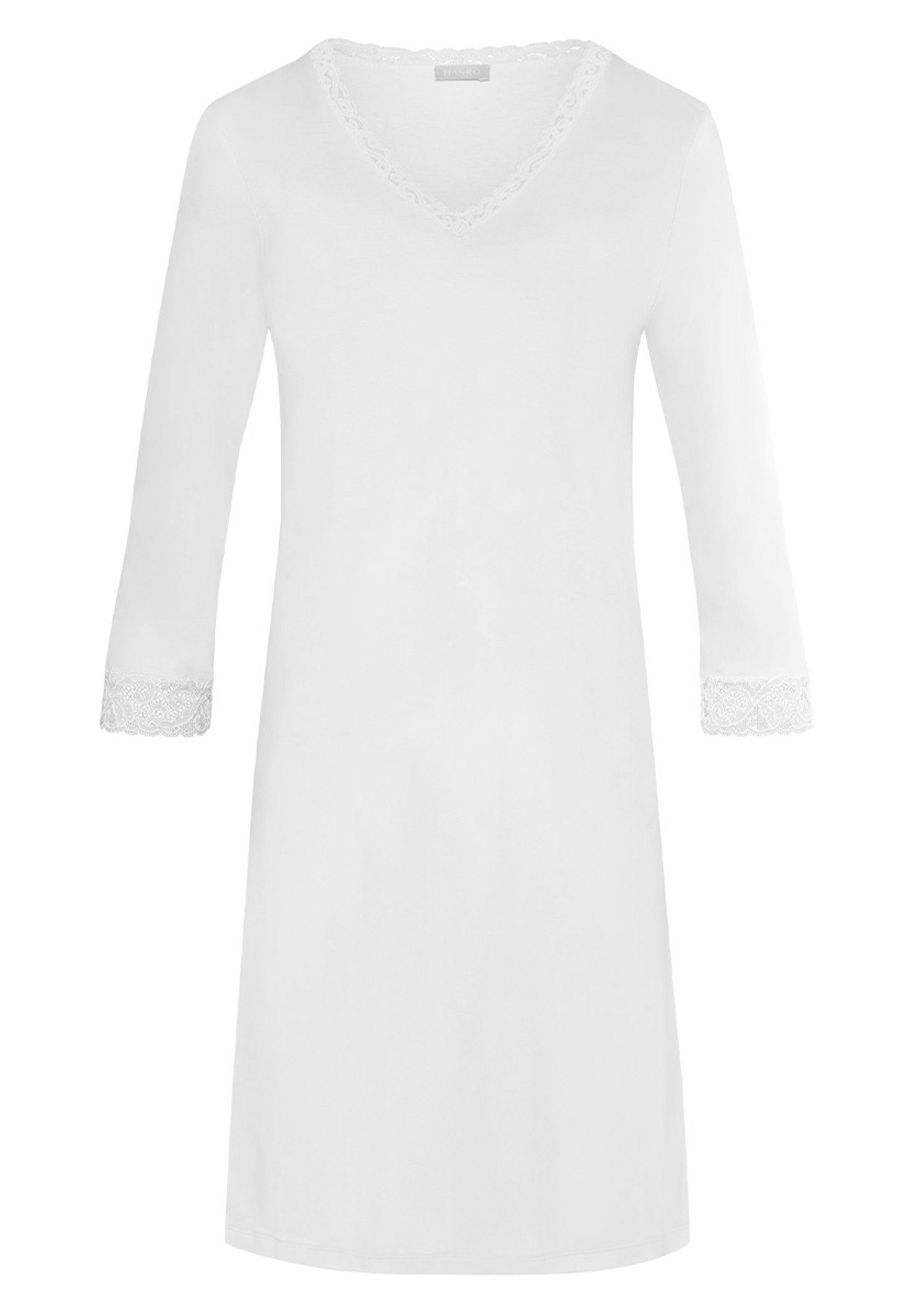 Moments Baumwolle 100 lang mit cm (1-tlg) - langen Nachthemd Hanro Nachthemd Ärmeln White -