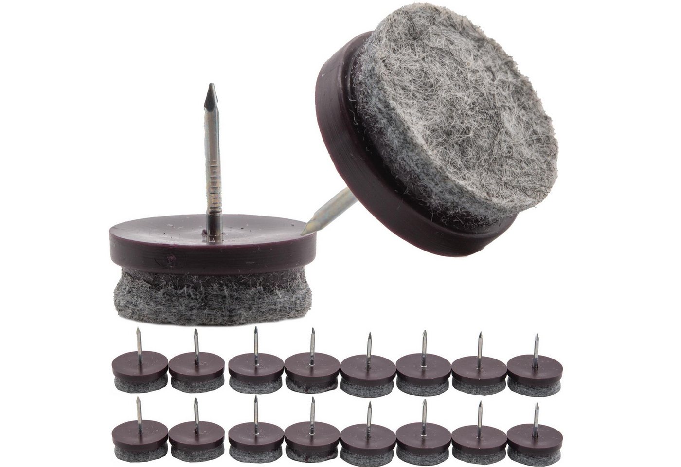 BENSON Möbelfuß 16x Möbelgleiter Filzgleiter Untersetzer Nagel 24mm Stuhl Tisch Füße, (16-St), Untersetzer, Füße, Anti Kratzer