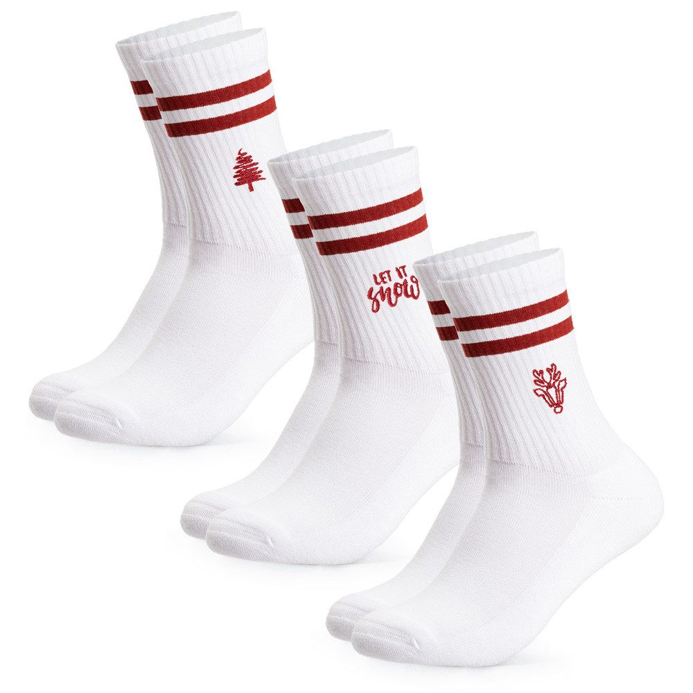 OCCULTO Tennissocken Damen & Herren Weihnachts Tennissocken 3er Pack (Modell: Rudolph) (3-Paar)