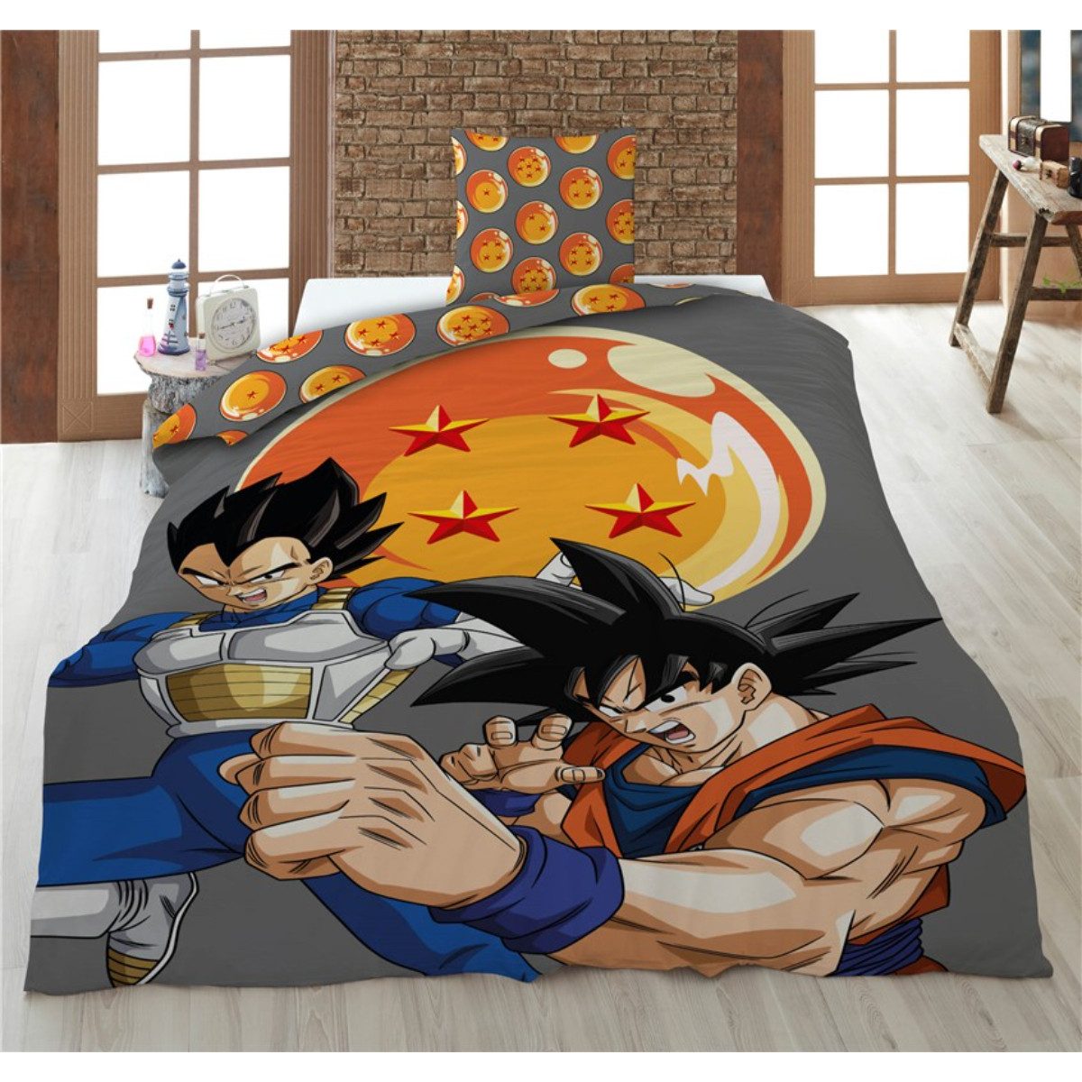 Aymax sprl Kinderbettwäsche Dragon Ball Z 140x200 cm + Kissenbezug 65x65 cm Kinderbett