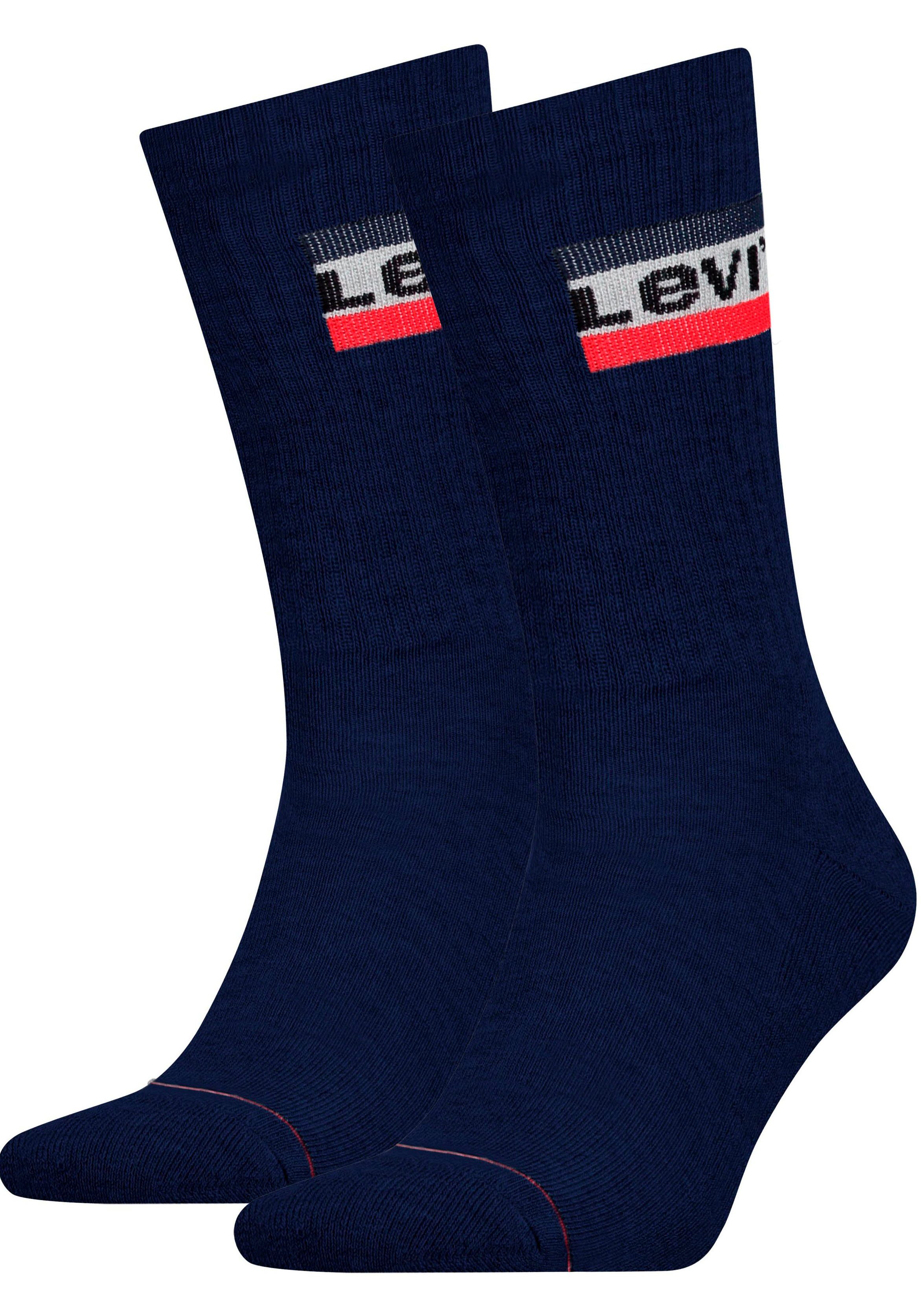 Levi's® Socken LEVIS REGULAR CUT SPRTWR LOGO 2P (Packung, 2-Paar, 2er Pack) mit breitem Logobund