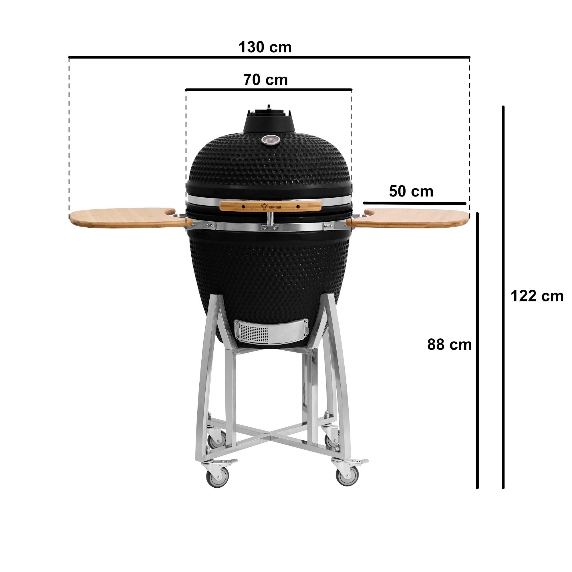 BBQ-Toro Keramikgrill Kamado Grill Holzkohlegrill "KURO" Ø 52 cm, Schwarz, Keramikgrill