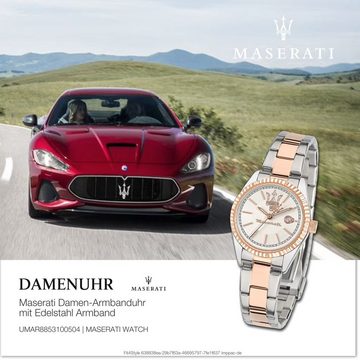 MASERATI Quarzuhr Maserati Damenuhr COMPETIZIONE, (Analoguhr), Damenuhr rund, groß (ca. 39x31,3mm) Edelstahlarmband, Made-In Italy
