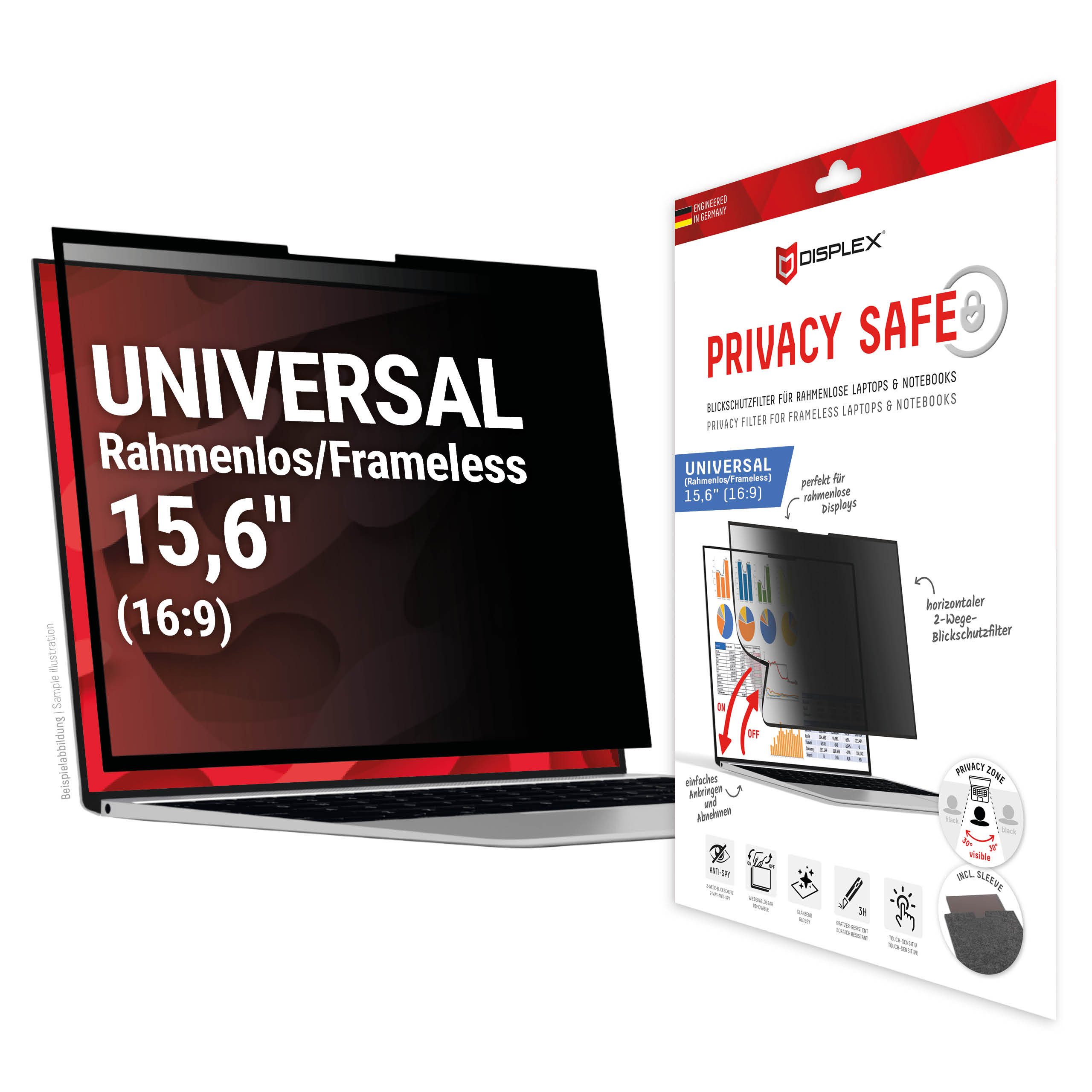 Displex Sichtschutzfolie DISPLEX Sichtschutz / Privacy Universal (randlos)