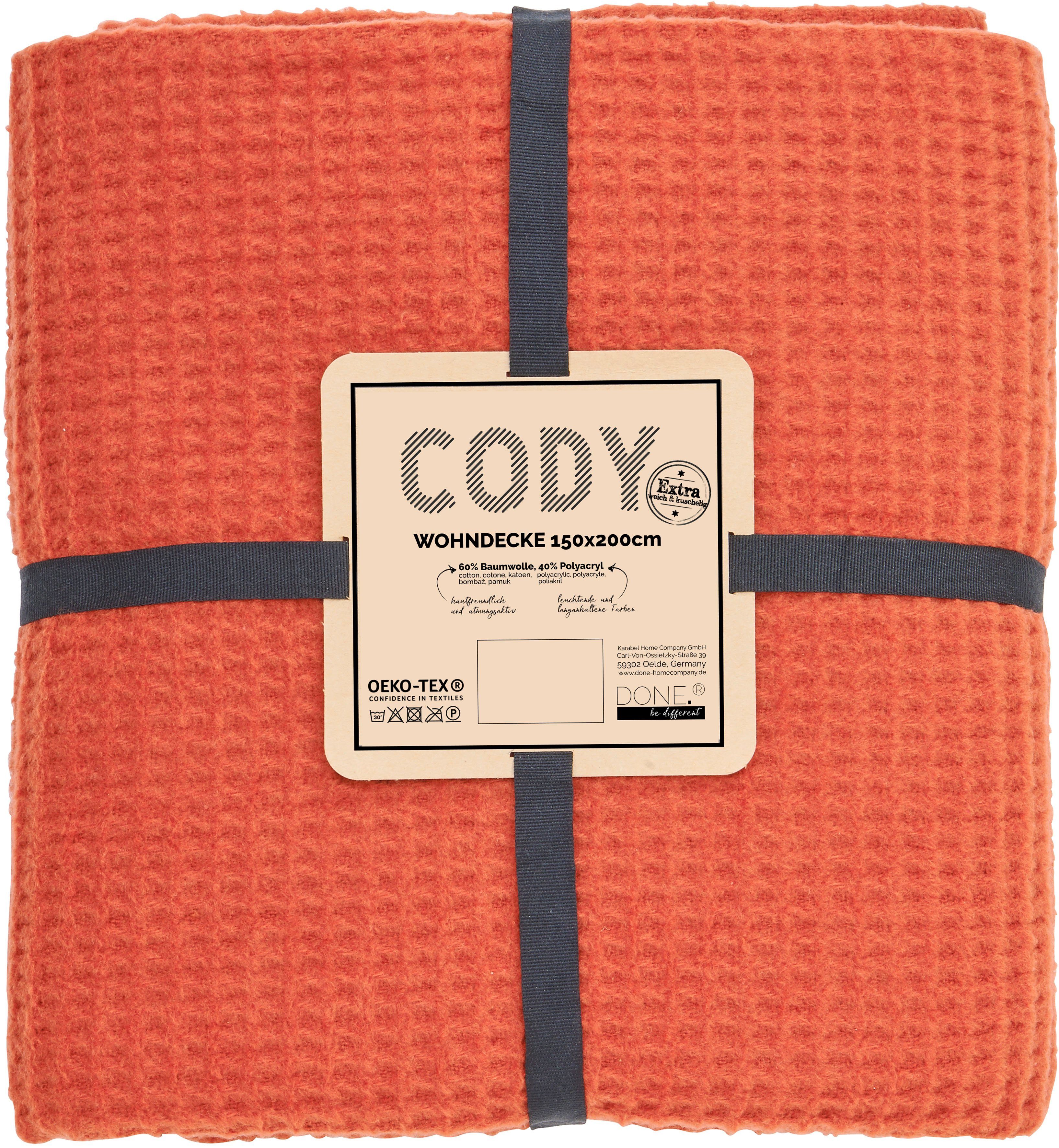 Cody, Wohndecke altkupferfarben Piqueé, aus Kuscheldecke Waffel feinem kuschelige done.®, Wohndecke