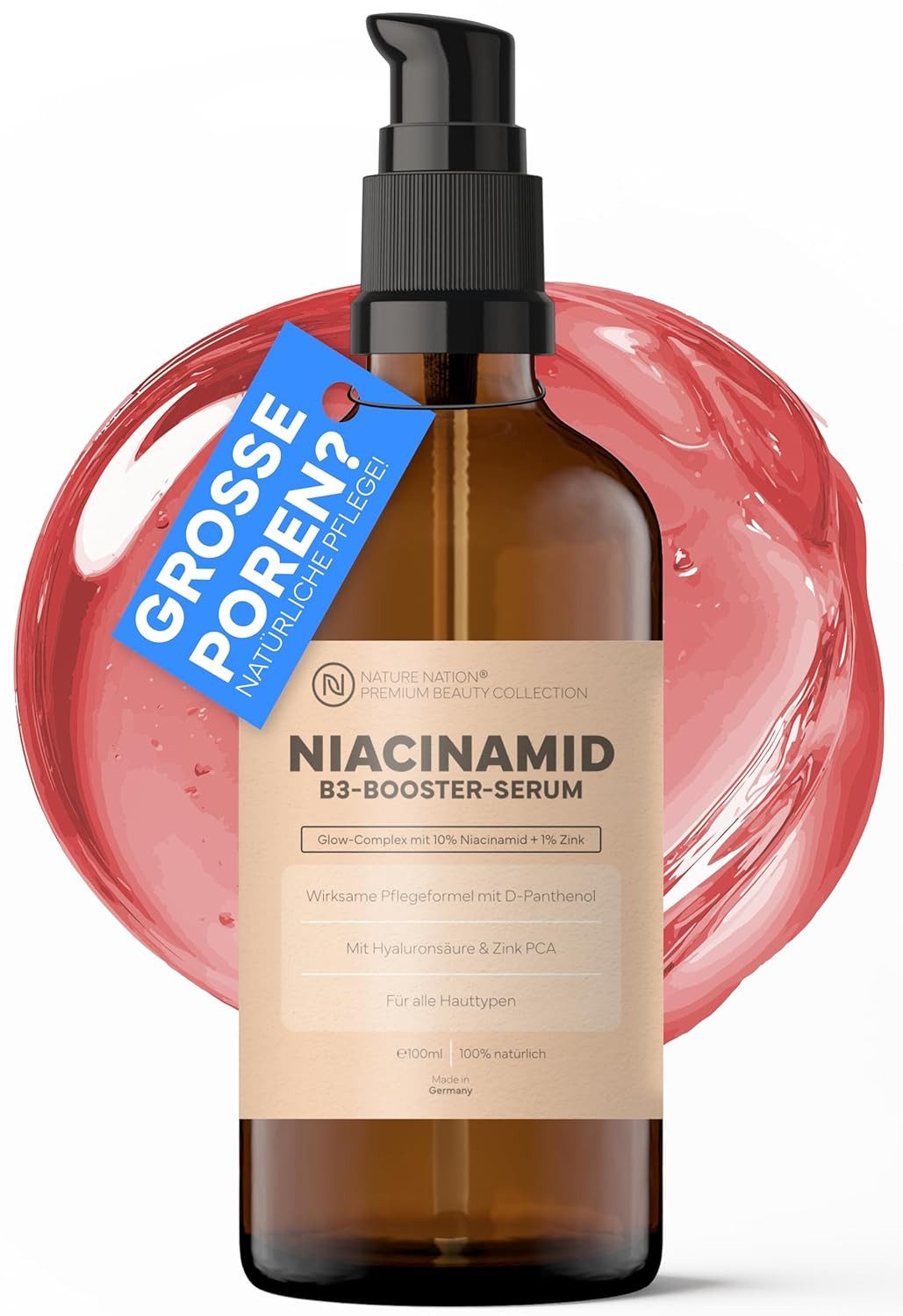 NATURE NATION Körperpflegemittel BIO Niacinamide Serum 10% mit Zink PCA & Hyaluron Packung