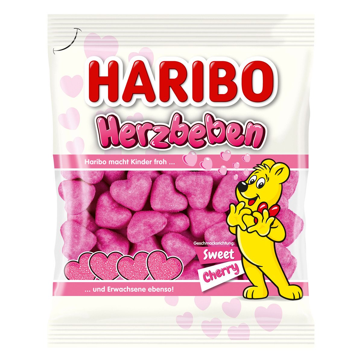 HARIBO Süßigkeit, HARIBO Herzbeben Schaumzuckerherzen mit Kirschgeschmack 160g