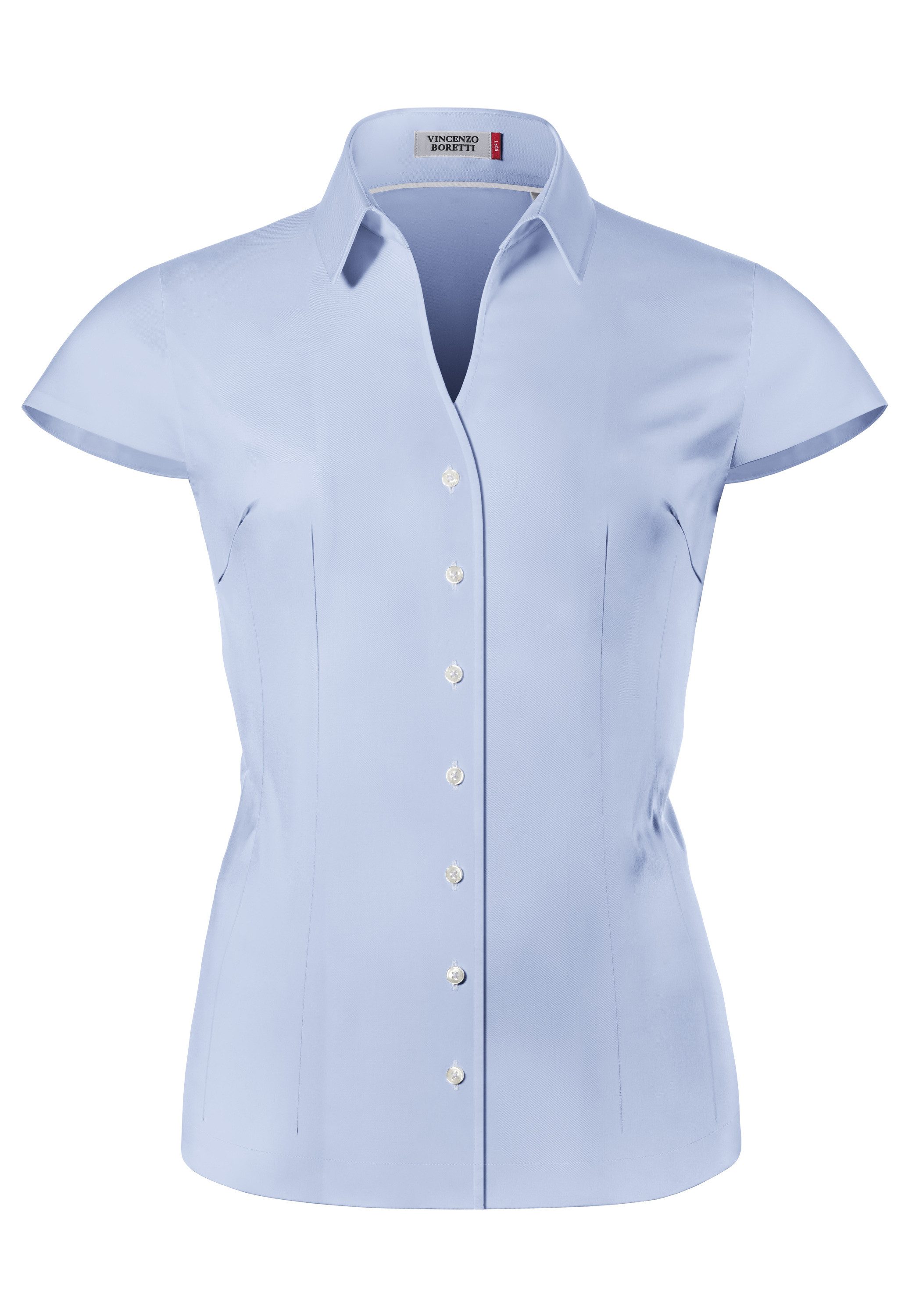 Vincenzo Boretti Klassische Bluse leicht tailliert soft Kurzarm