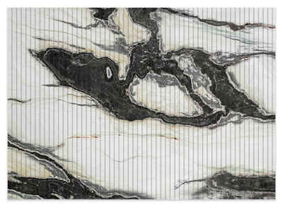 Schaum-Badematte Schwarz-Weiße Marmor-Optik Wallario, Höhe 5.5 mm, rutschhemmend, geeignet für Fußbodenheizungen, PVC-Schaum, rechteckig