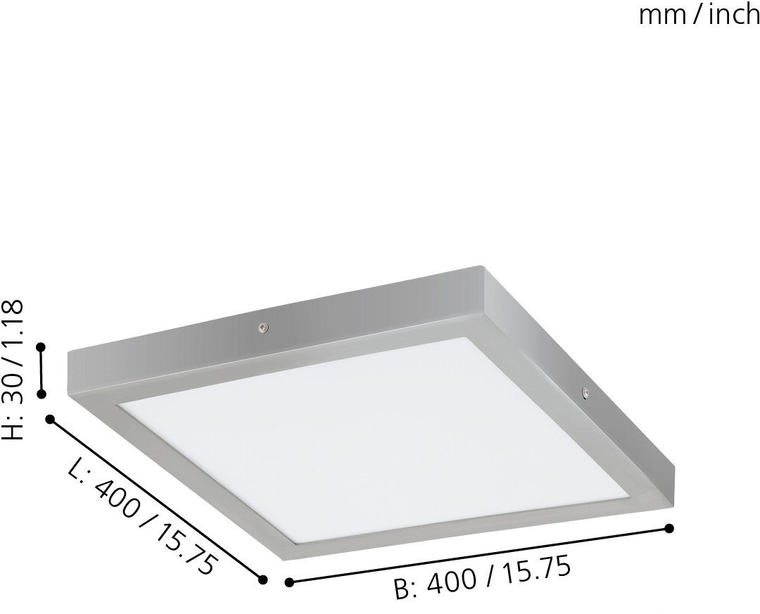 EGLO cm Warmweiß, fest integriert, Aufbauleuchte LED 1, hoch FUEVA 3 Design, nur schlankes