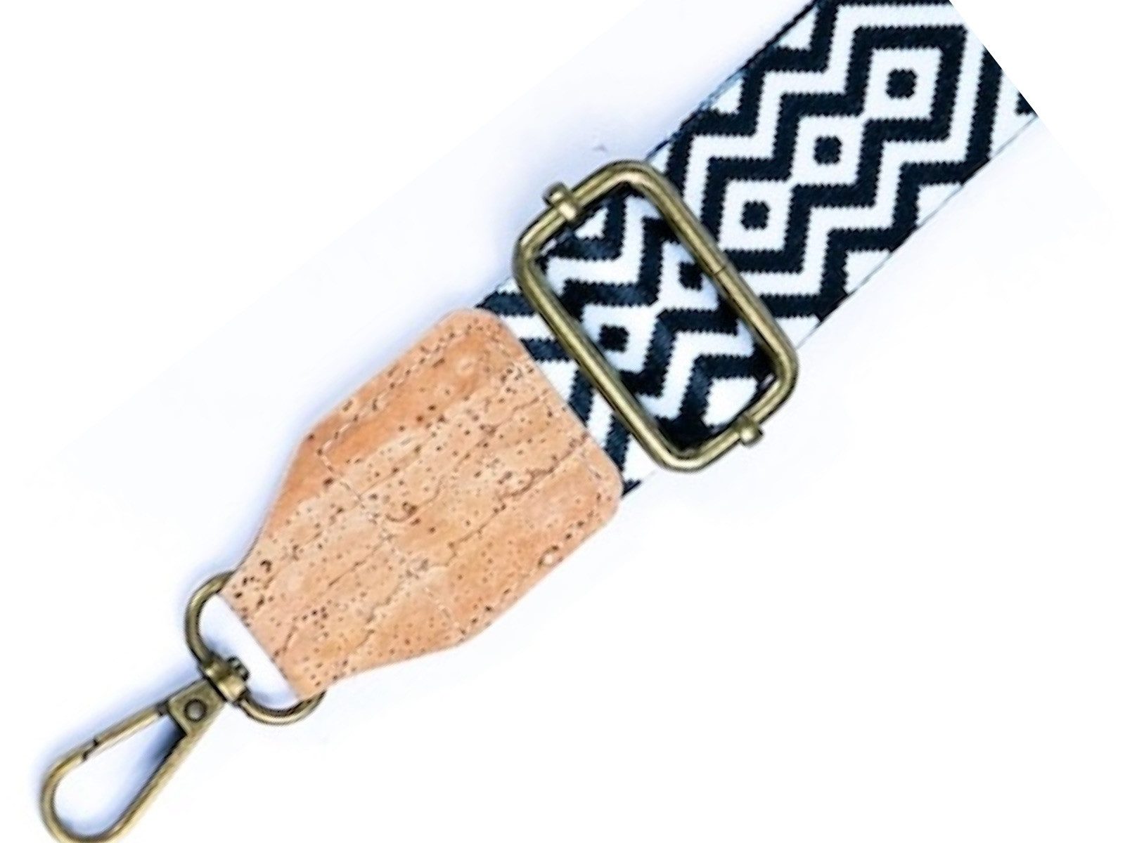 LK Trend & Style Schulterriemen Taschenriemen mit Korkverstärkung und antiken Bronzebeschlägen (Wechselgurt für Ihre Tasche) Baumwolle und Kork