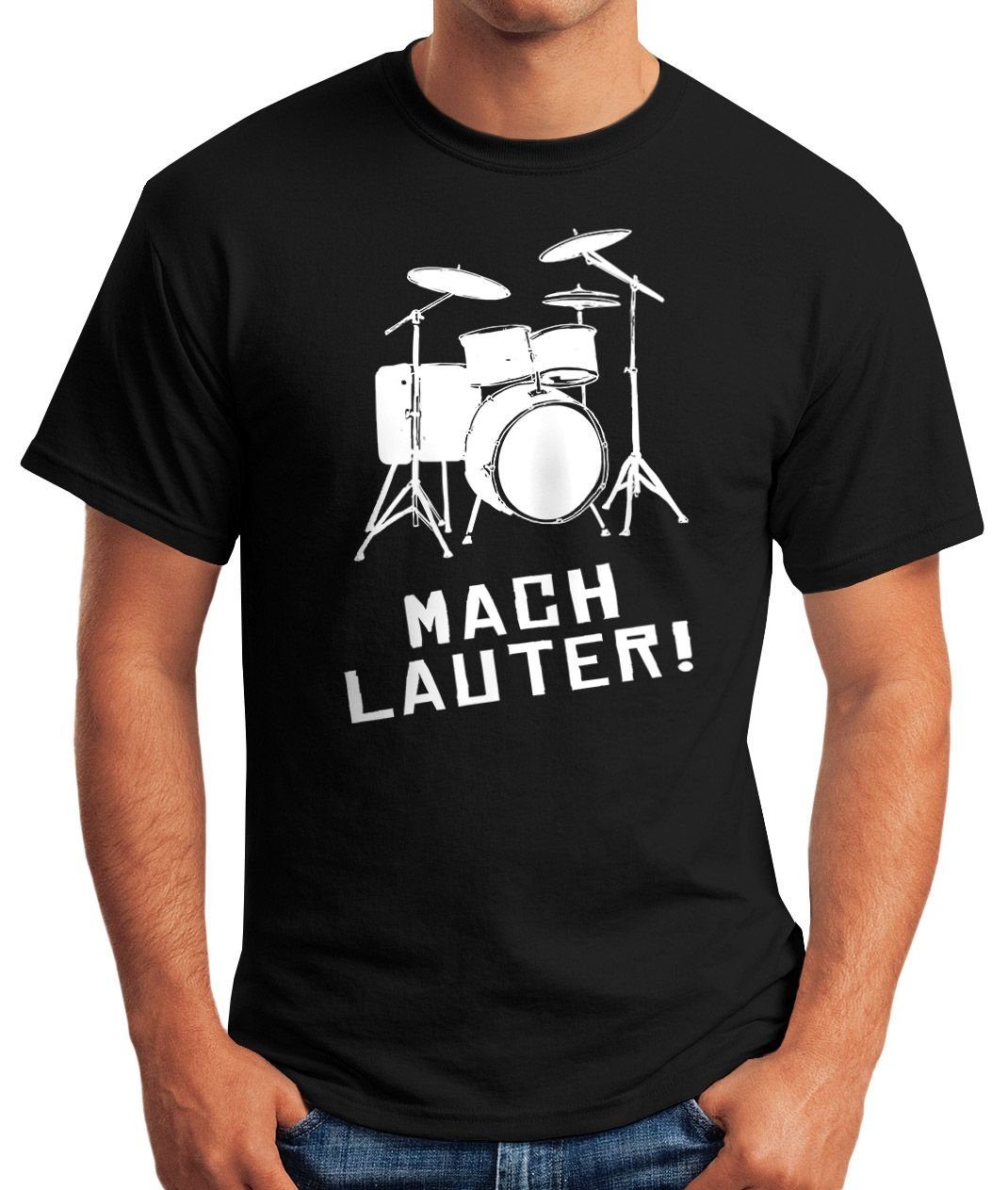MoonWorks Print-Shirt Schlagzeug T-Shirt Herren Mach Lauter Fun-Shirt Moonworks® mit Print