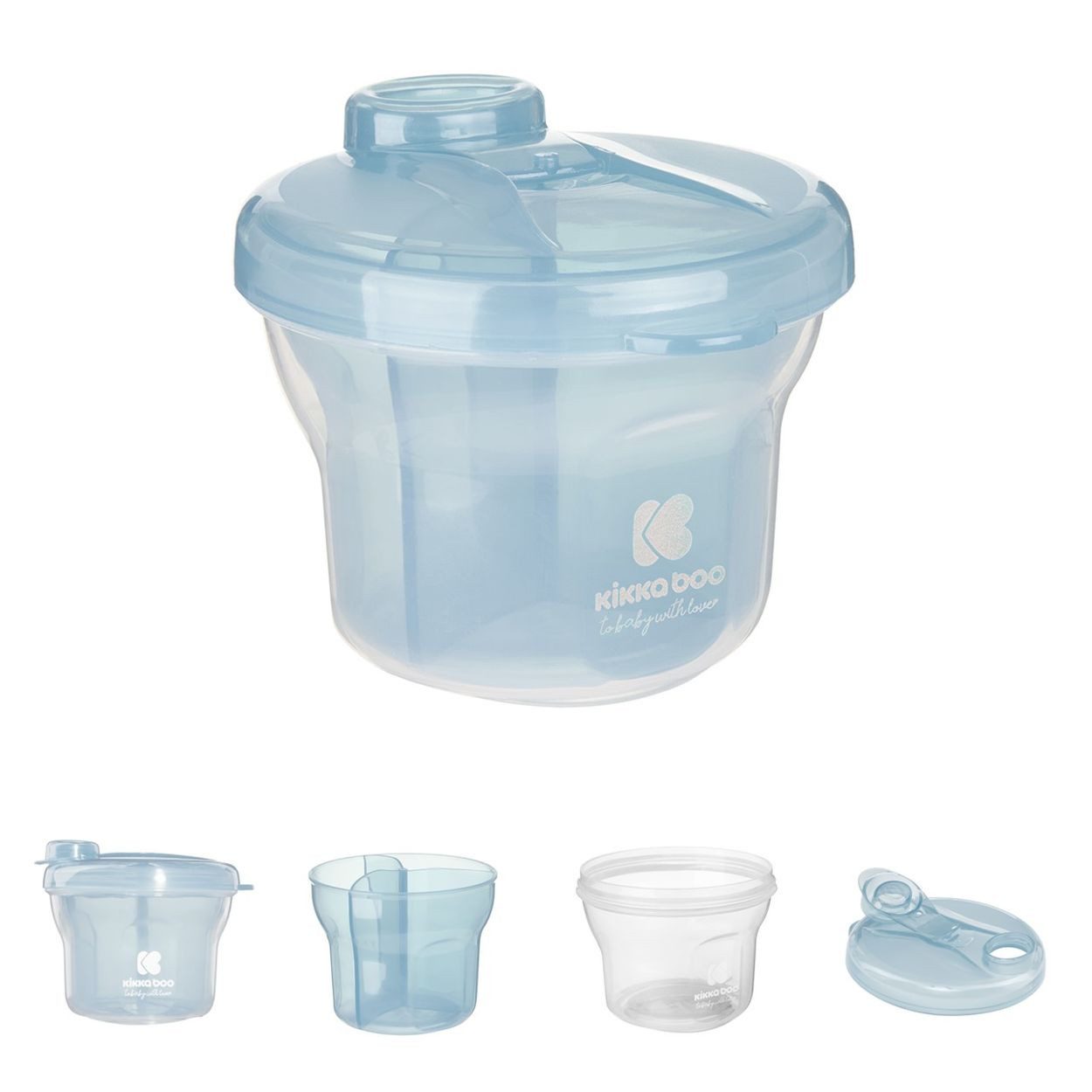 Kikkaboo Vorratsdose Milchpulverbehälter 2 in 1, Kunststoff, (1-tlg), Silikon, Kunststoff, Deckel, Schutzdeckel, griff, leicht zu reinigen