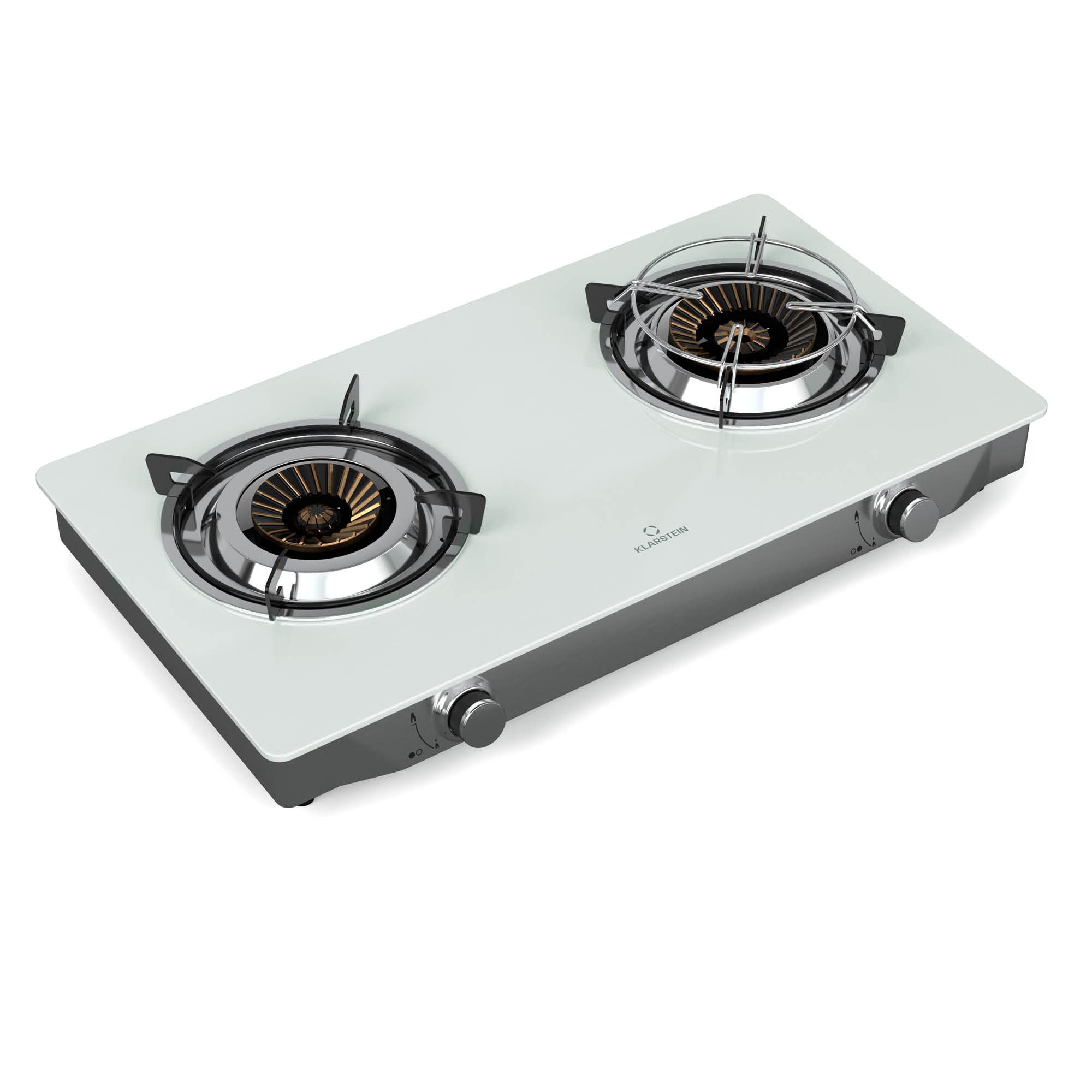 Klarstein Doppelkochplatte Barzona, Gaskocher Dopple Gas Brenner Camping Hob 7700 W