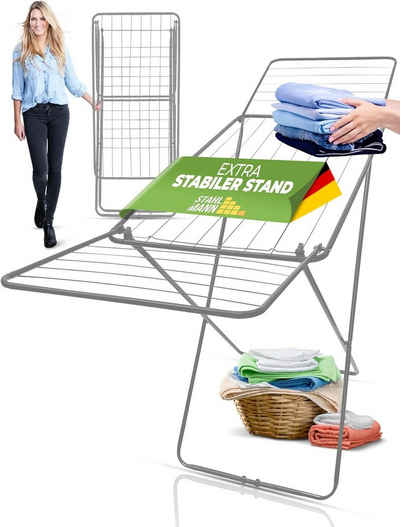 STAHLMANN COMMERCE GmbH Wäscheständer extra stabiler Wäschetrockner, ausziehbarer Flügelwäscheständer, klappbarer 18m Wäscheständer