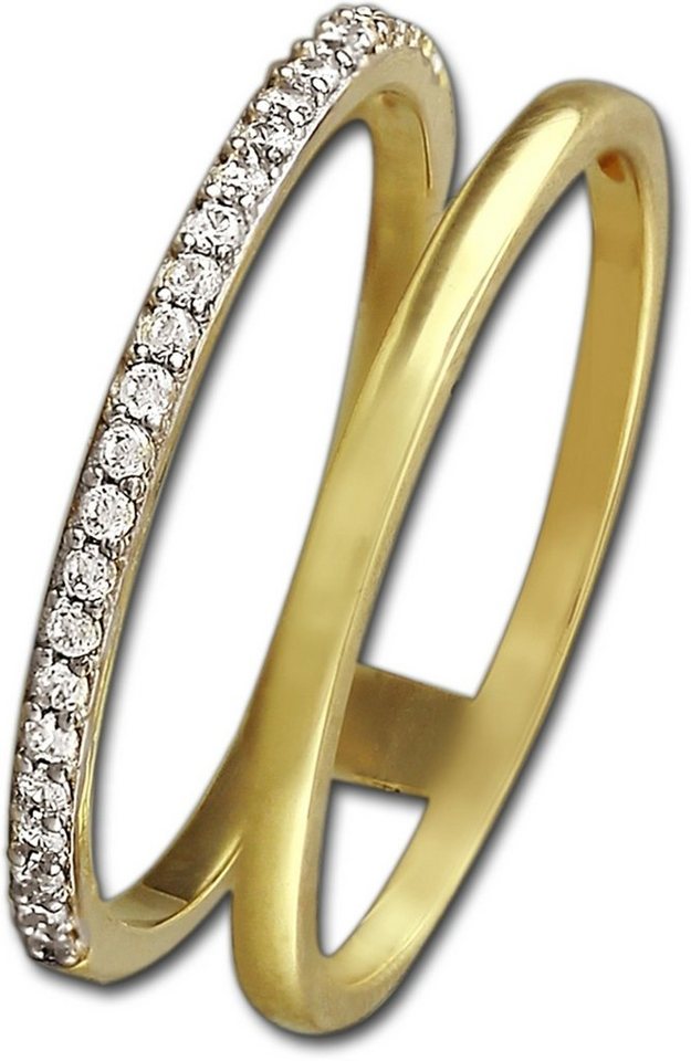 GoldDream Goldring GoldDream 8Kt Gold Doppel Ring Gr.56 (Fingerring),  Fingerring Größe 56 (17,8), 333 Gelbgold - 8 Karat Echtgold, 333er Gel