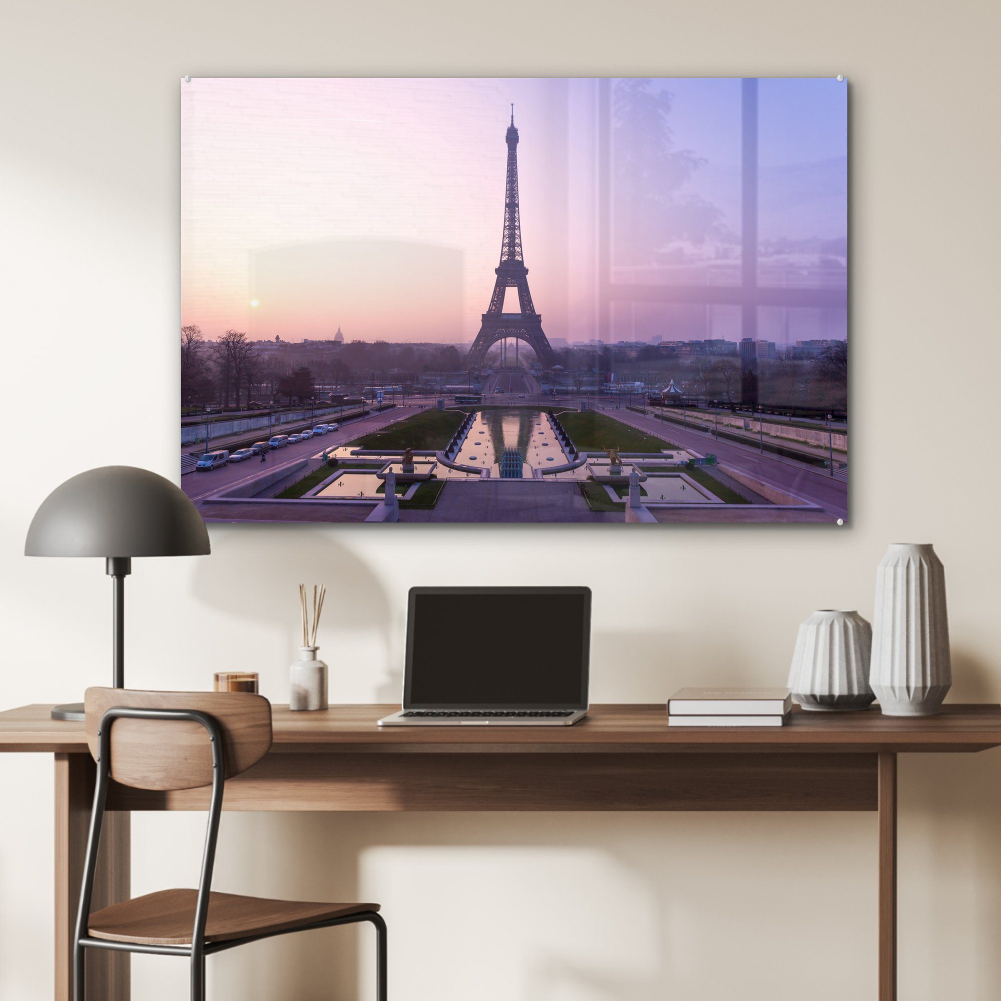 Himmel Paris, Acrylglasbild in über Wohnzimmer (1 MuchoWow Lila St), Eiffelturm dem Schlafzimmer & Acrylglasbilder