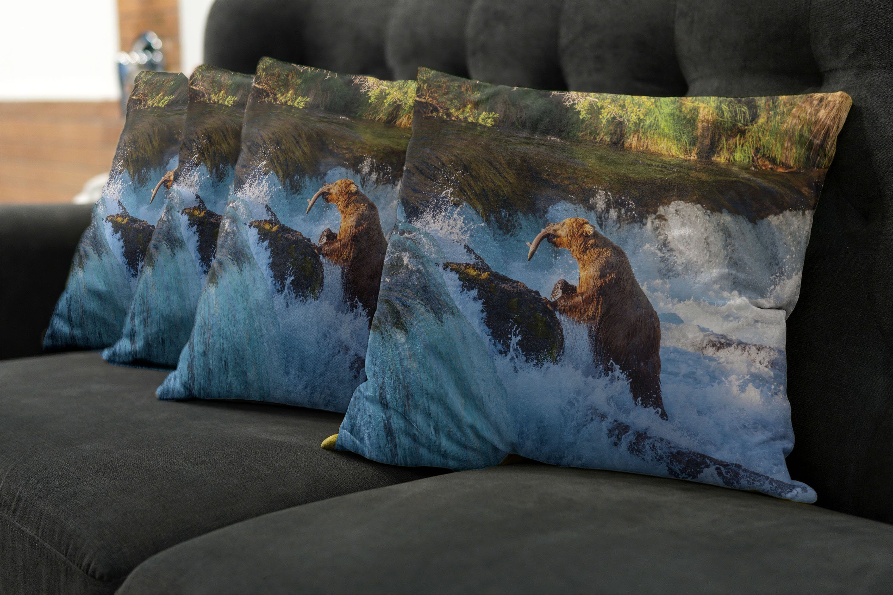 Kissenbezüge Modern Doppelseitiger Stück), Alaska Wasserfall Bär (4 Digitaldruck, wildlfie Accent Abakuhaus