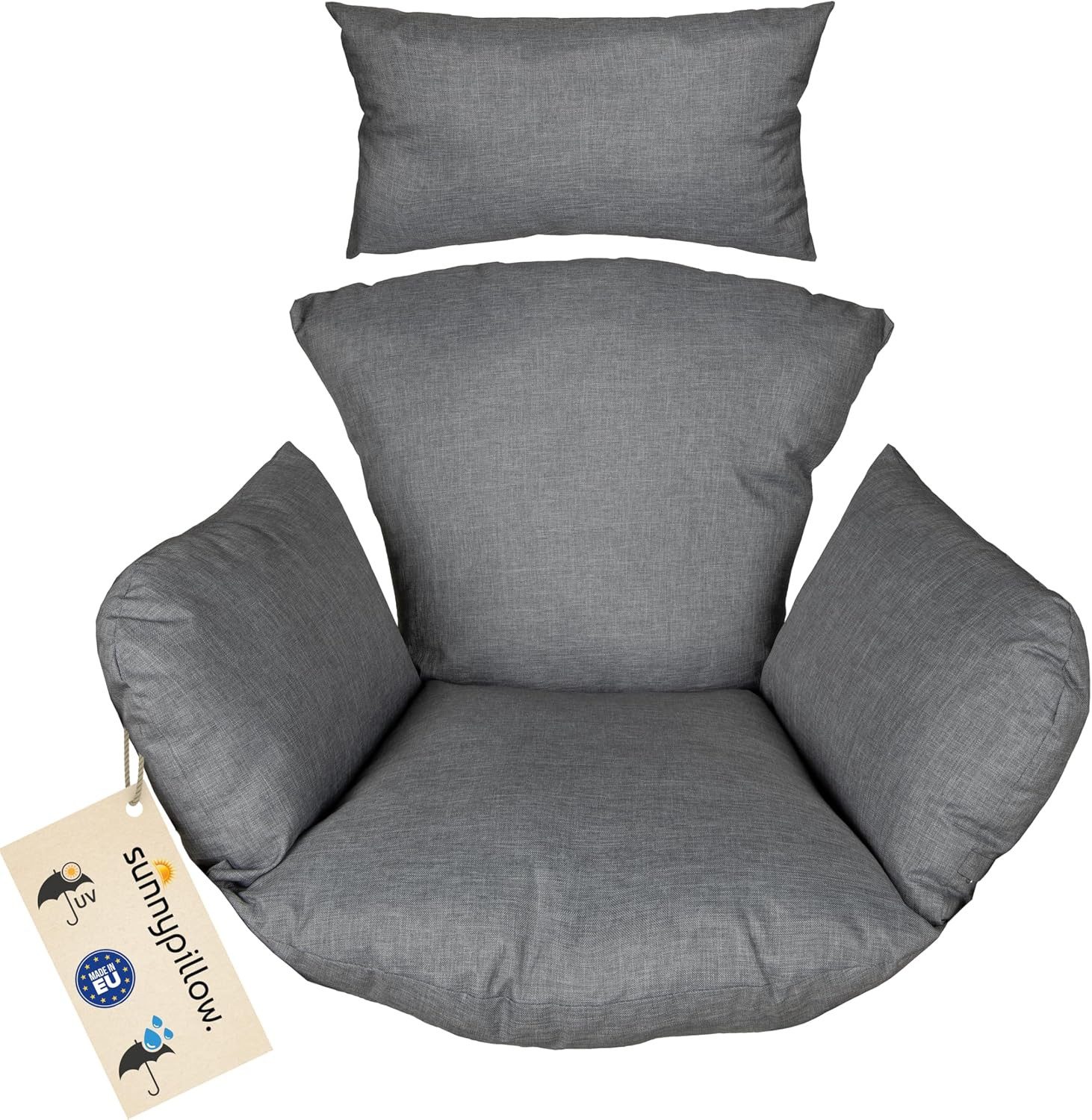 sunnypillow Hängesessel Auflage für Rattan & Polyrattan Hängeschaukel, Grau