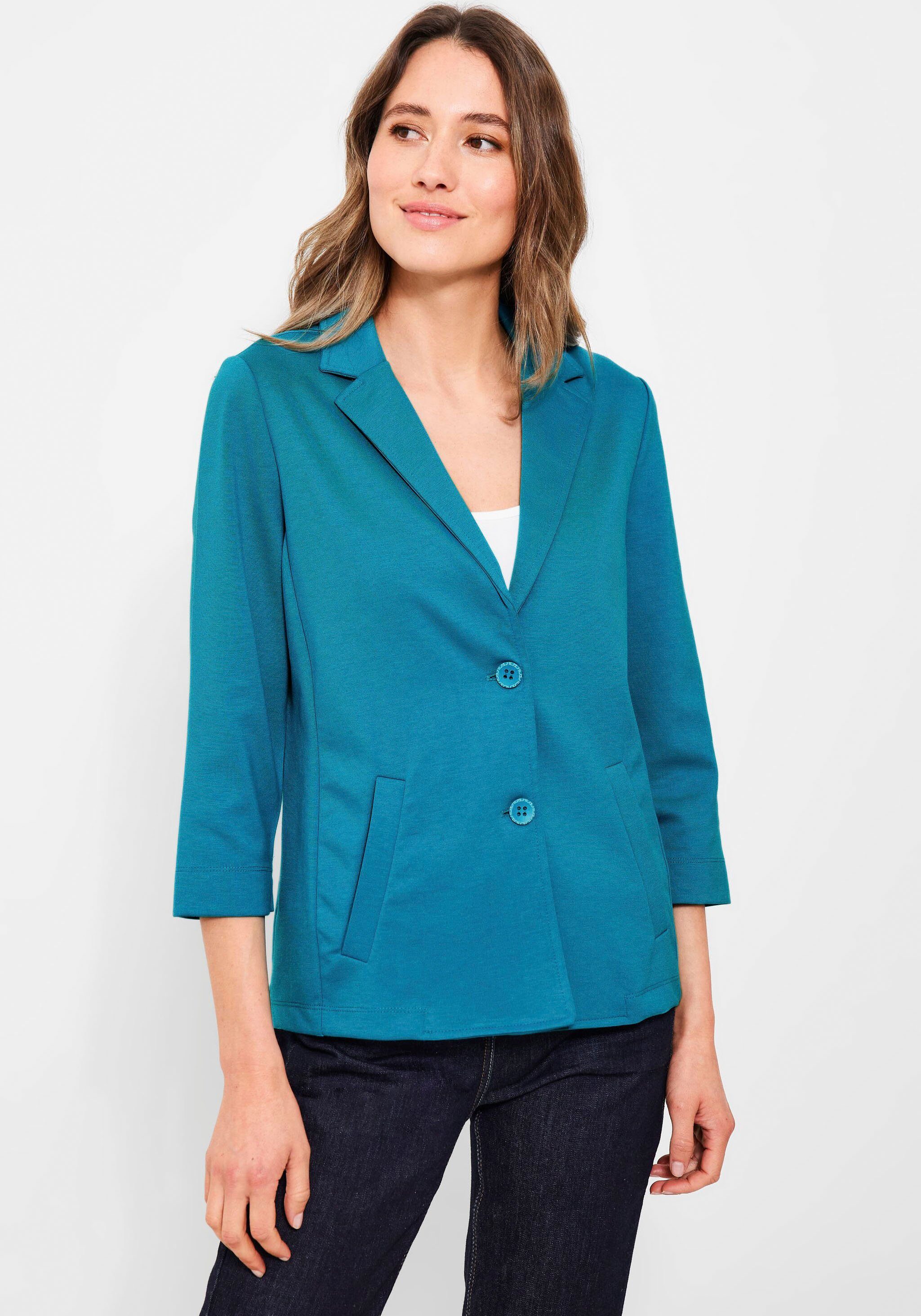 Cecil Jerseyblazer mit modernen 3/4-Ärmeln carribean blue