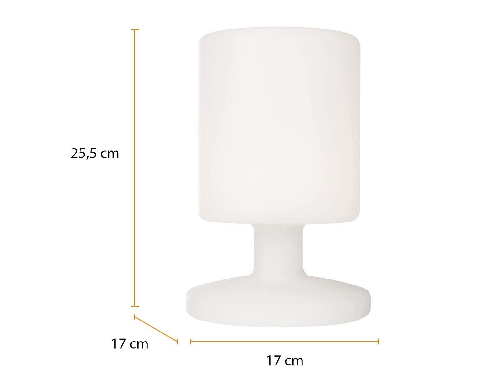 25,5cm dimmbar LED ohne Tischleuchte, H: fest LED SET meineWunschleuchte Akku integriert, Außenleuchten Strom-kabel, Dimmfunktion, 2er Warmweiß, Outdoor