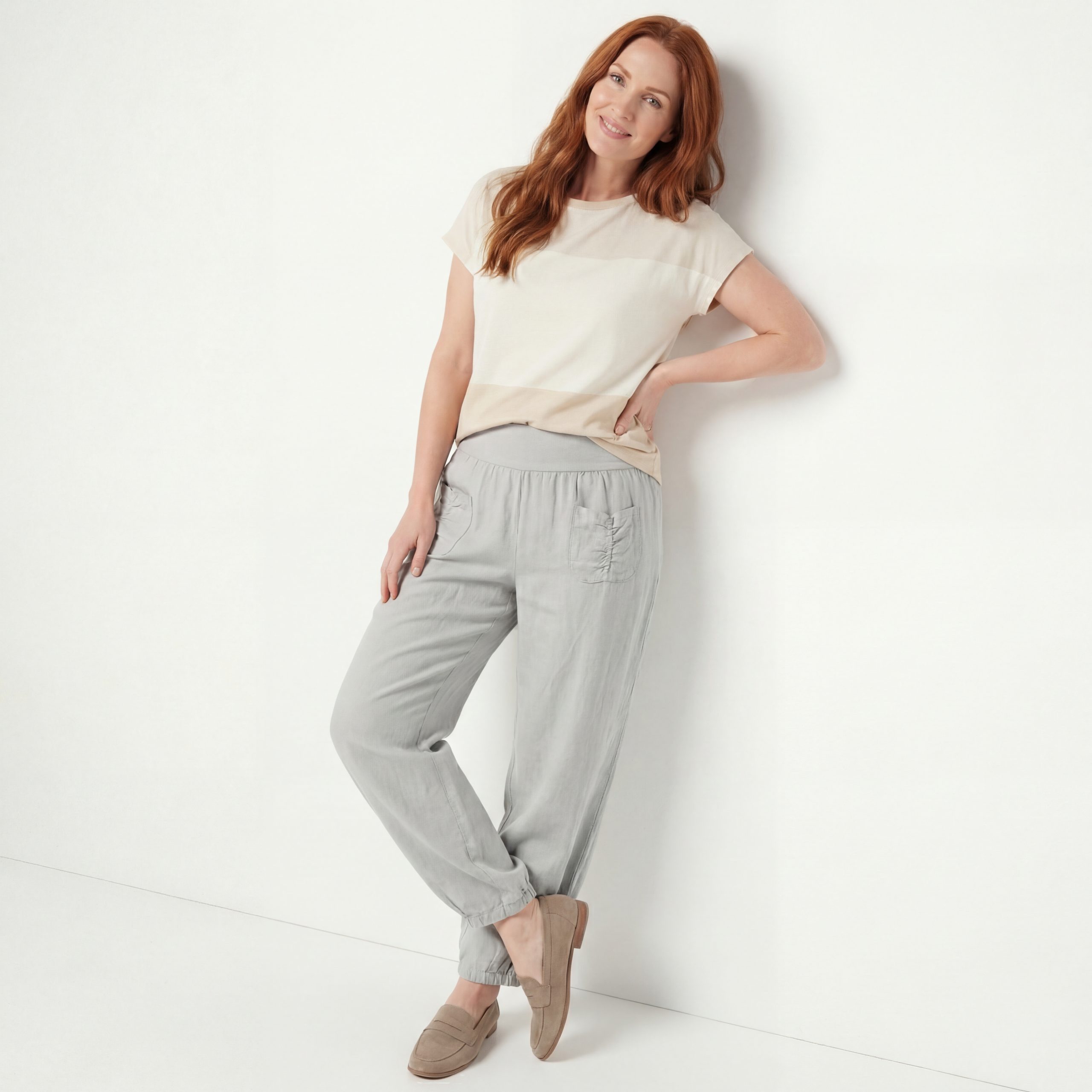OriginalYou Leinenhose Sommerliche Leinen Pumphose luftig leichte Schlupfhose luftig & leichtes Leinengewebe, elastischer Bund, in Unifarbe