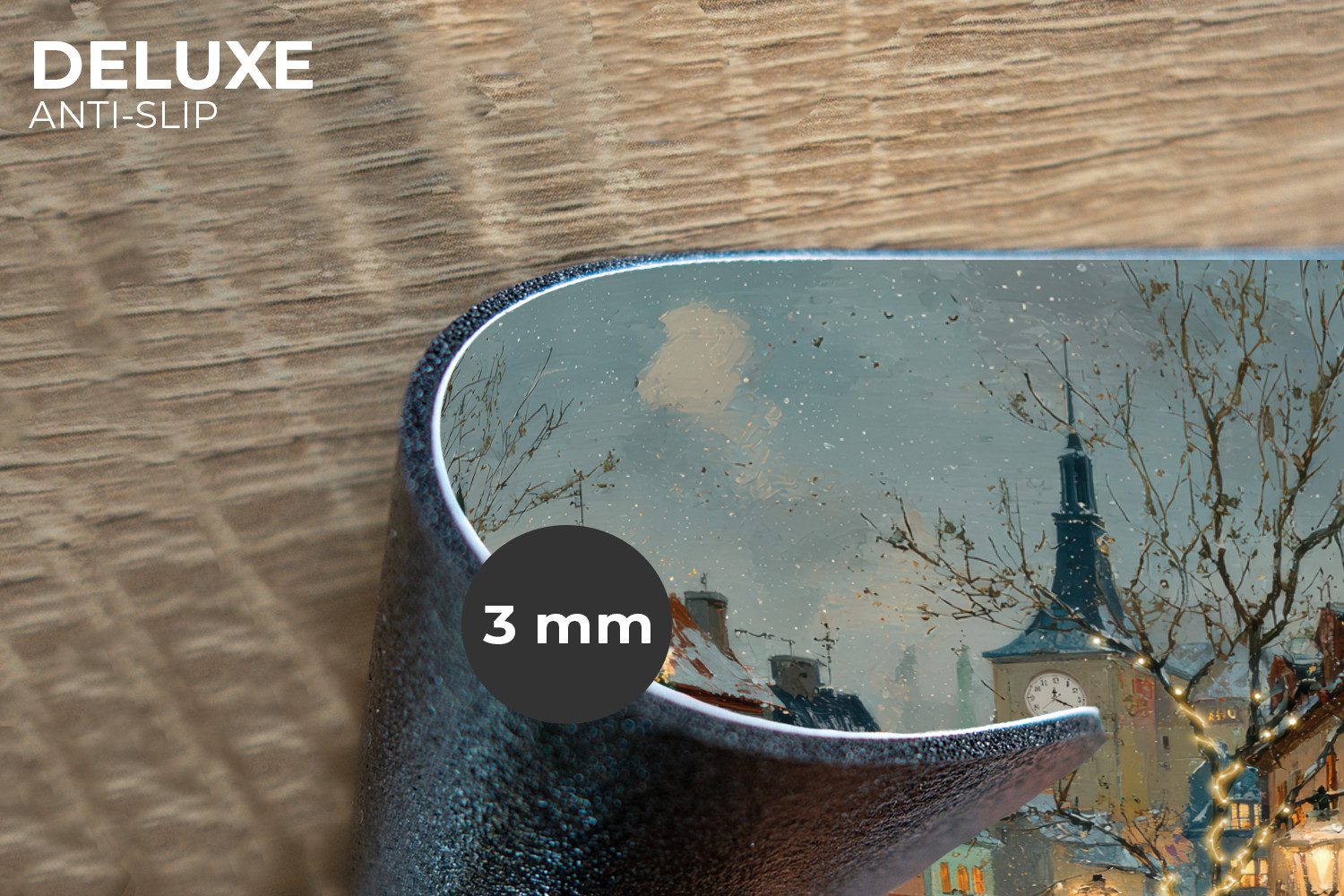 MuchoWow Platzset Weihnachtliche Atmosphäre - City Square - Farbenfroh, (6- günstig online kaufen