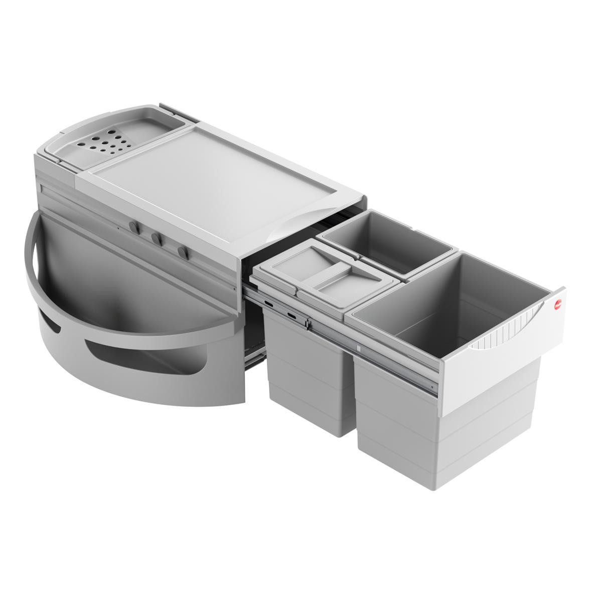 Hailo Einbaumülleimer Hailo Eckabfallsammler 3646131 Rondo 3-fach Mülltrennung 18 + 2x 8,5 L, 3fach Mülltrennung 18/8,5/8,5 Liter