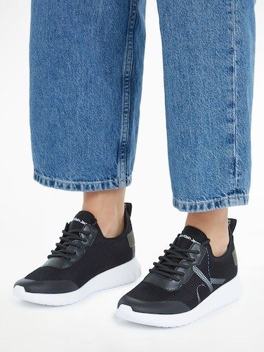 Calvin Klein Jeans SPORTY Laufsohle leichter mit Sneaker SLIPON WN schwarz-weiß Slip-On RUNNER EVA