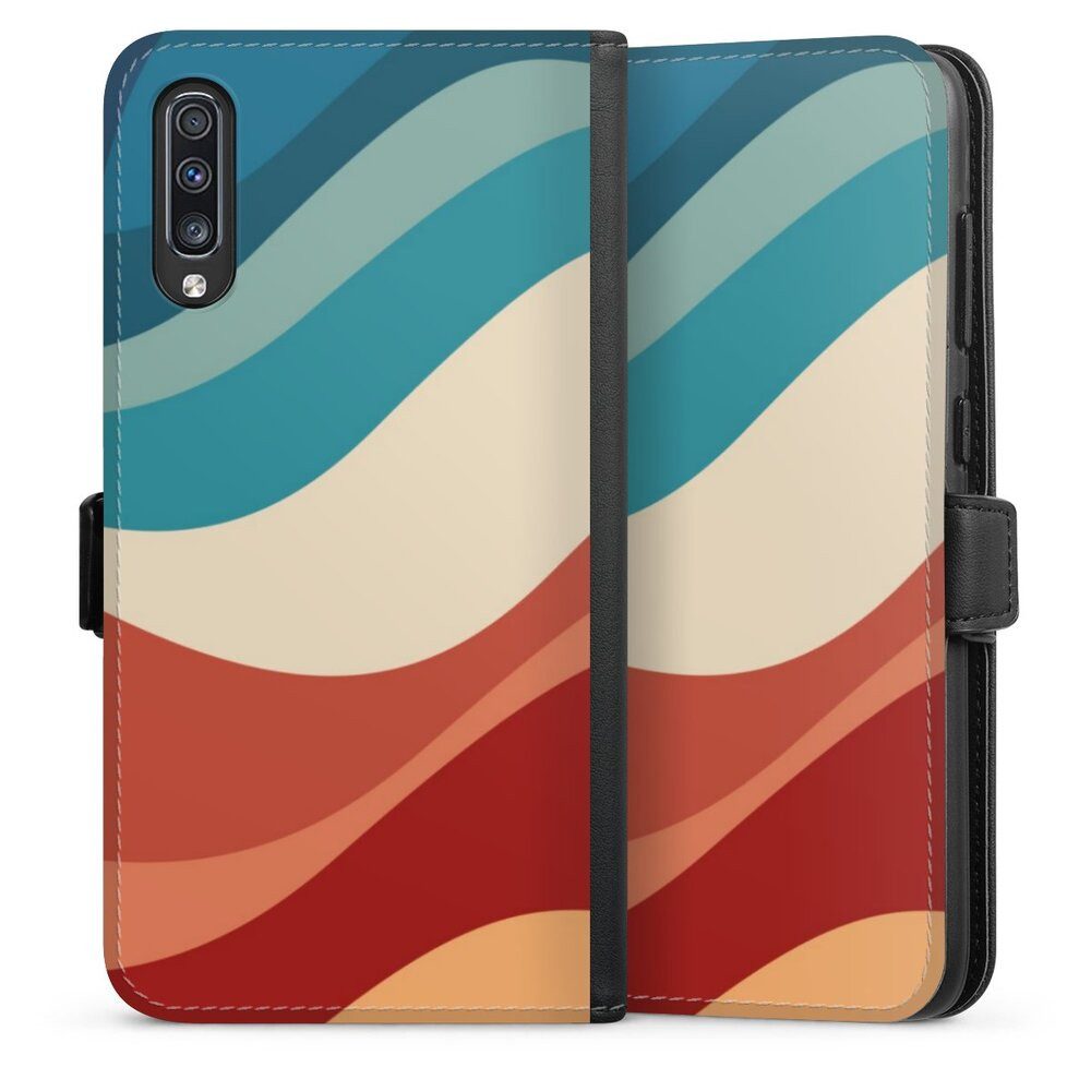 DeinDesign Handyhülle Welle Farbverlauf Farbe Colour Waves, Samsung Galaxy A70 Hülle Handy Flip Case Wallet Cover