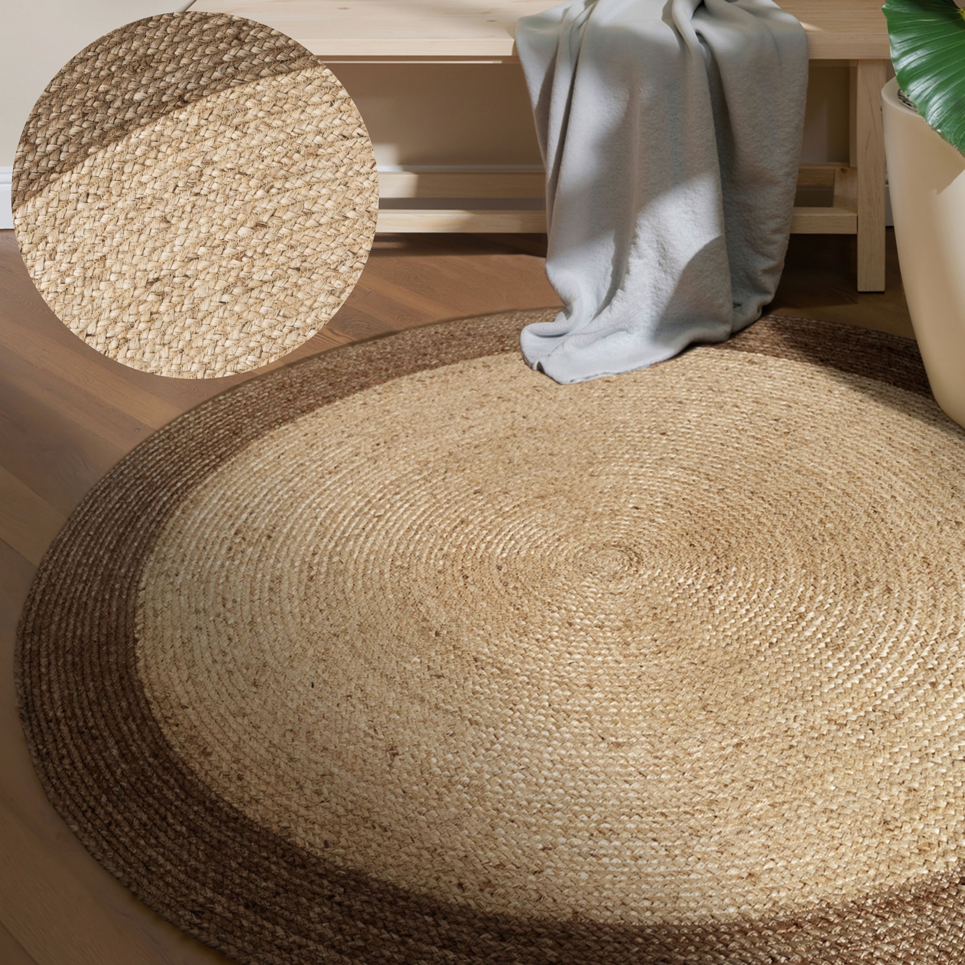 HANSE Home Teppich Looma Juteteppich, rund, Höhe: 9 mm, 100% Jutefaser, Natur, Wohnzimmer, Esszimmer, Flur, Boho, Skandi