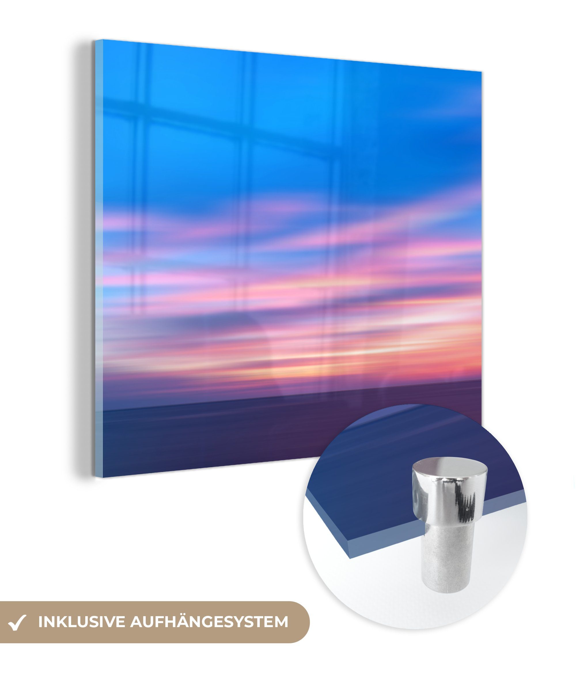 auf - Pastell, Farben Wanddekoration St), Bilder MuchoWow - Himmel Wandbild Glasbilder (1 Acrylglasbild Glas auf - - - Glas Foto