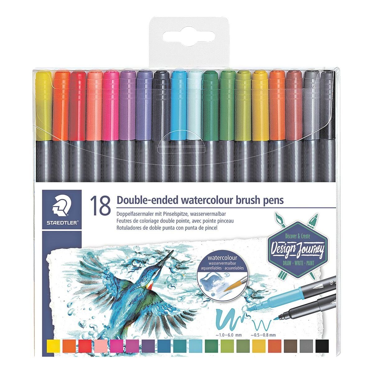 STAEDTLER Filzstift 3001, (18-tlg), mit zwei unterschiedlichen Spitzen