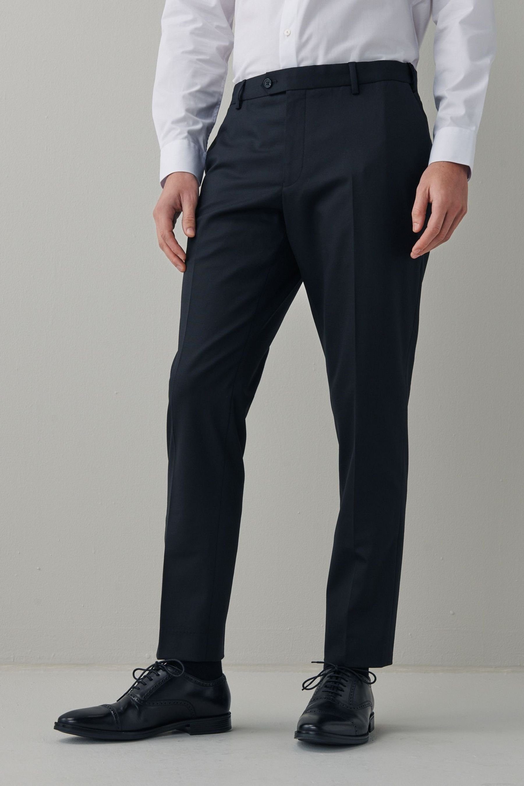 Wollmischgewebe: Anzug Anzughose aus Next Motion Black Flex Hose (1-tlg)