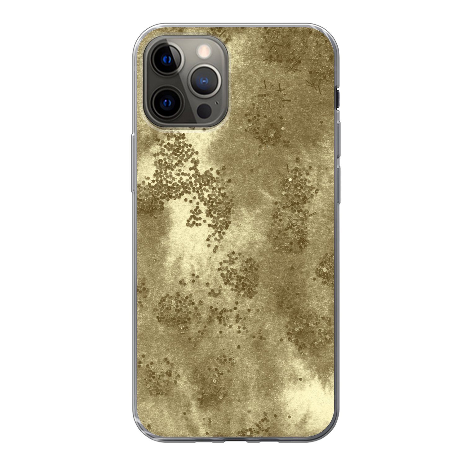 MuchoWow Handyhülle für Apple iPhone 13 Pro Gold - Glitzer - Textur, Smartphone-Bumper, Print, Handy Schutzhülle Dünn