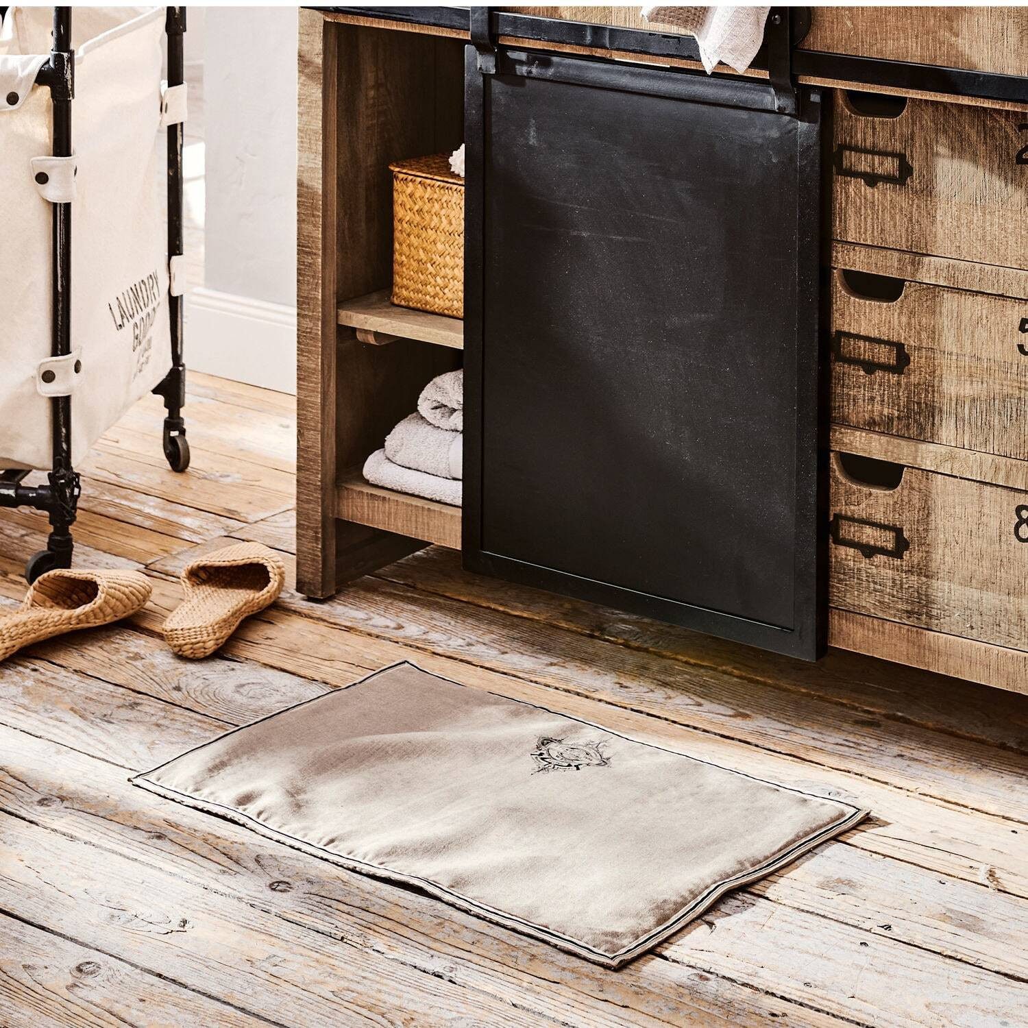 Mirabeau Badematte Badematte Rania beige, Höhe 400 mm, 100% Baumwolle, Unterseite: 100% Leinen